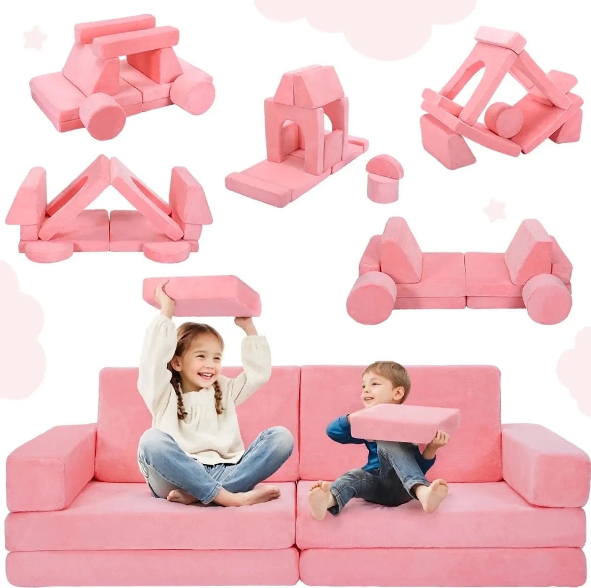 CAVEEN Kindersofa, 14tlg. Multifunktional Spieltisch Puzzle günstig online kaufen