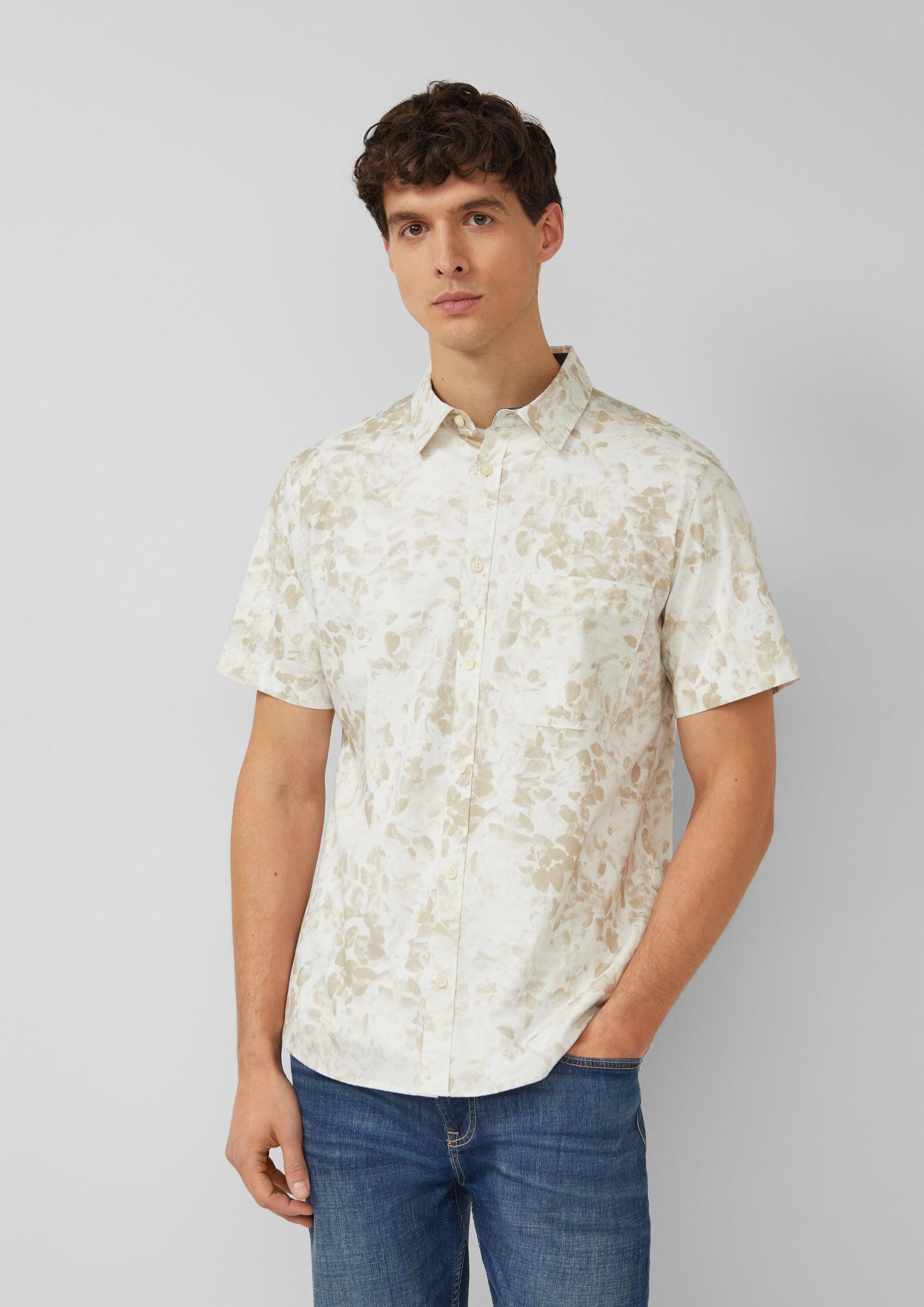 s.Oliver Kurzarmhemd Hemd Slim Fit: Kurzarmhemd mit All-over-Print und Brusttasche