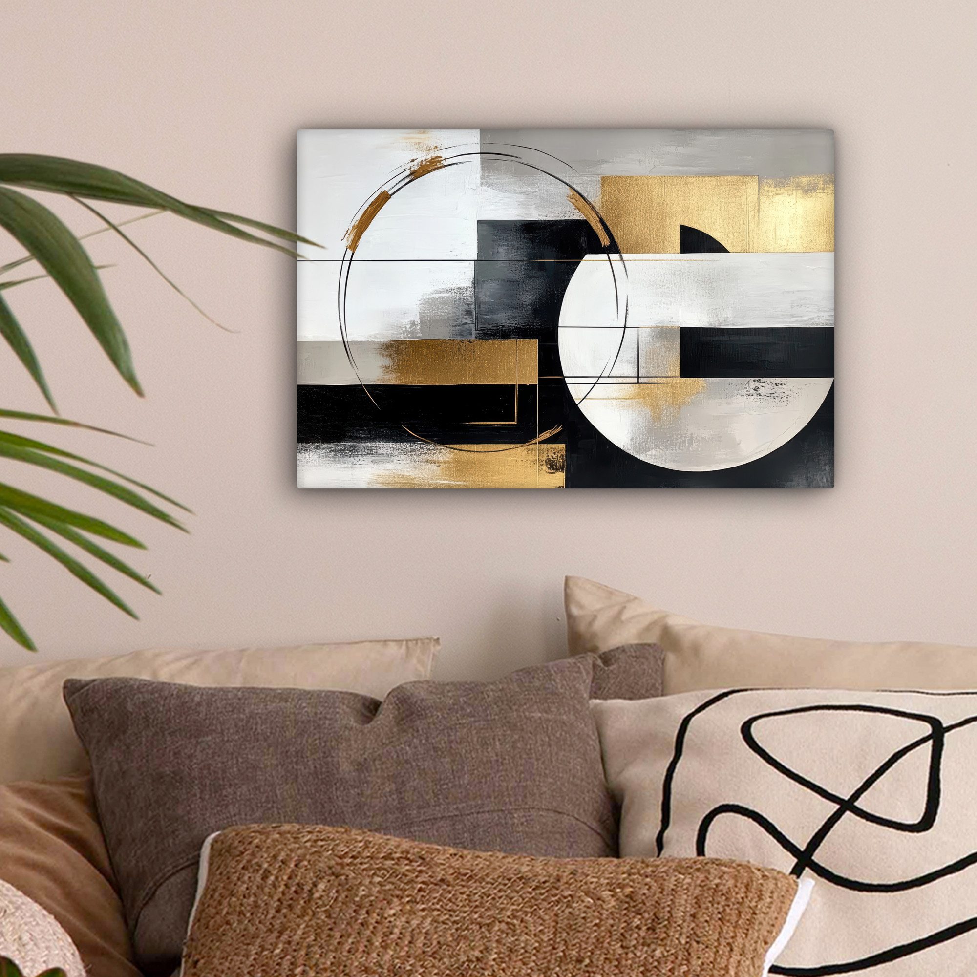 OneMillionCanvasses® Leinwandbild Abstrakt - Gold - Silber - Formen - Ästhe günstig online kaufen