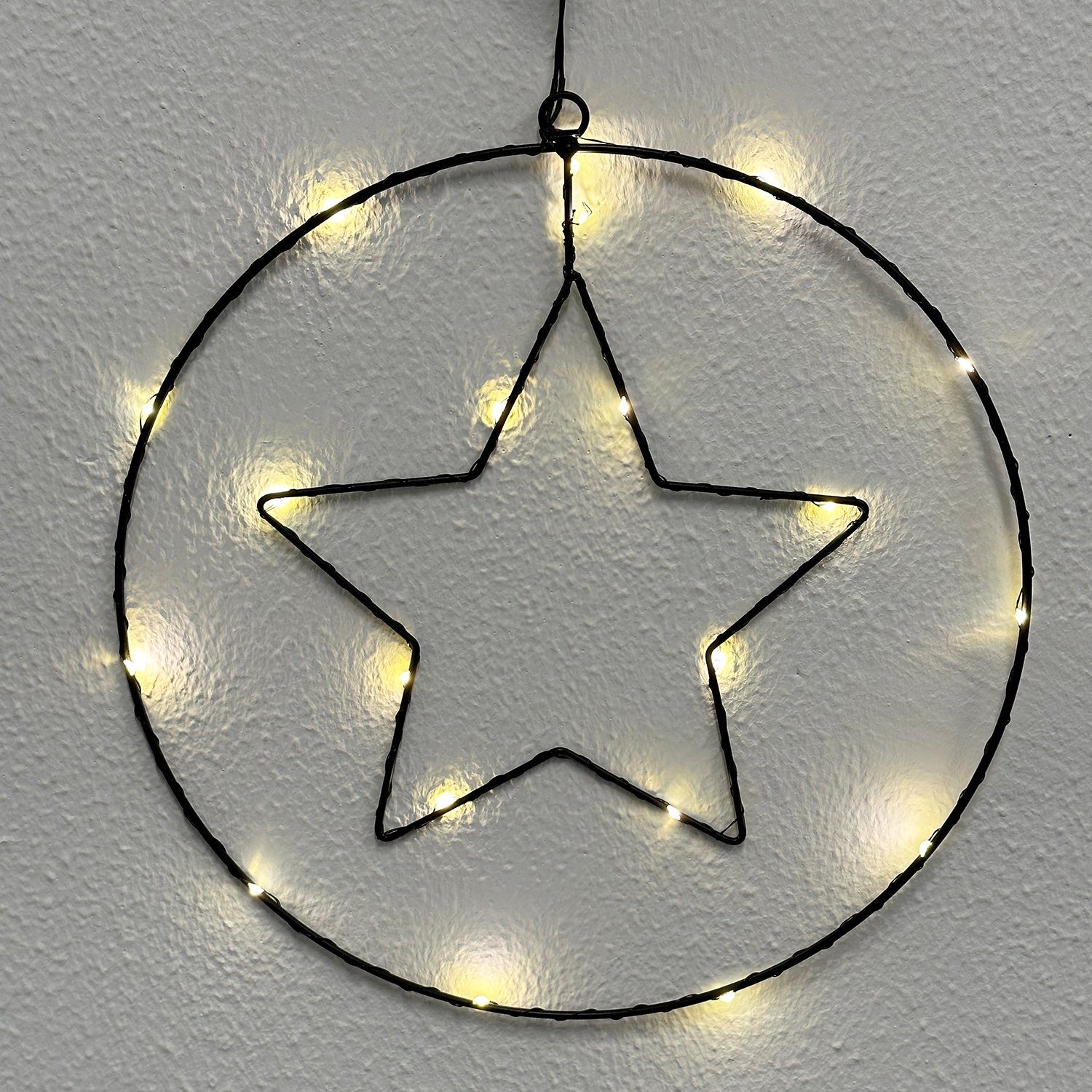 Mojawo Lichtervorhang »2x LED Metall Weihnachts-Deko Fensterbeleuchtung  Stern Aufhängen Batterie Ø30cm«