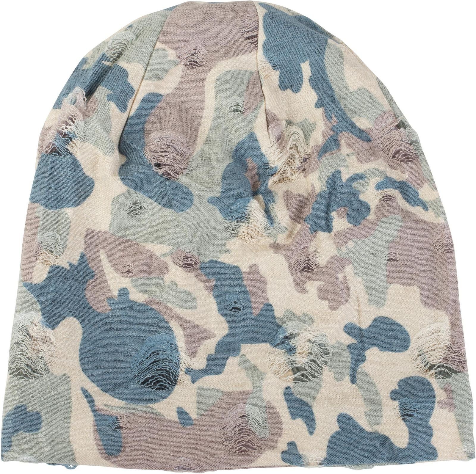 Beanie styleBREAKER Braun-Beige-Grün-Blau Muster (1-St) mit Camouflage Beanie