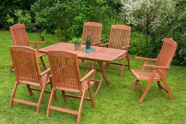 Merxx Gartenmöbel-Set Maracaibo 7-tlg. Braun inkl. Tisch 100/160 cm x 90 cm