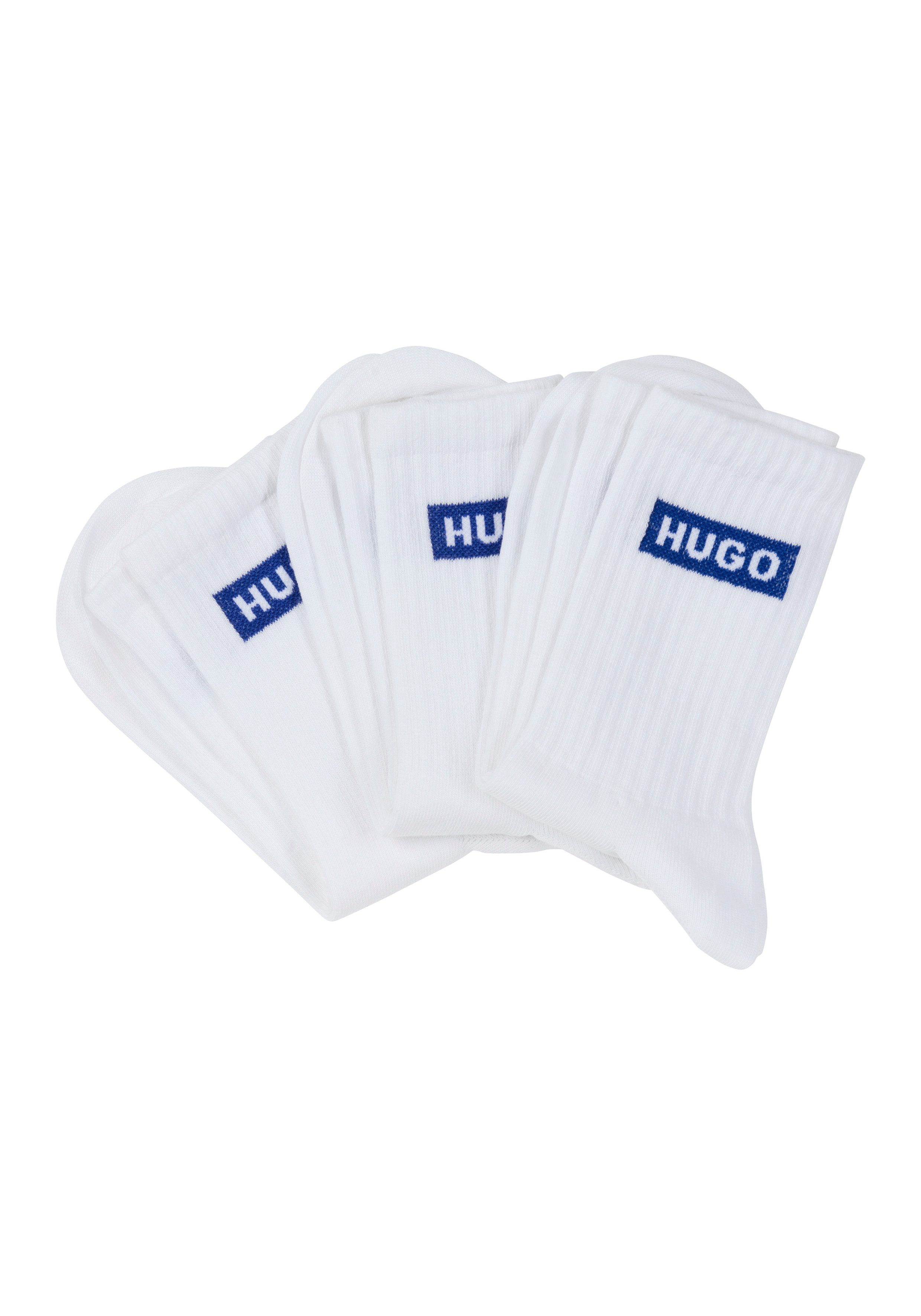 HUGO Blue Freizeitsocken 3P QS BLUE LOGO CC W (3-Paar) mit HUGO-Logoschriftzug