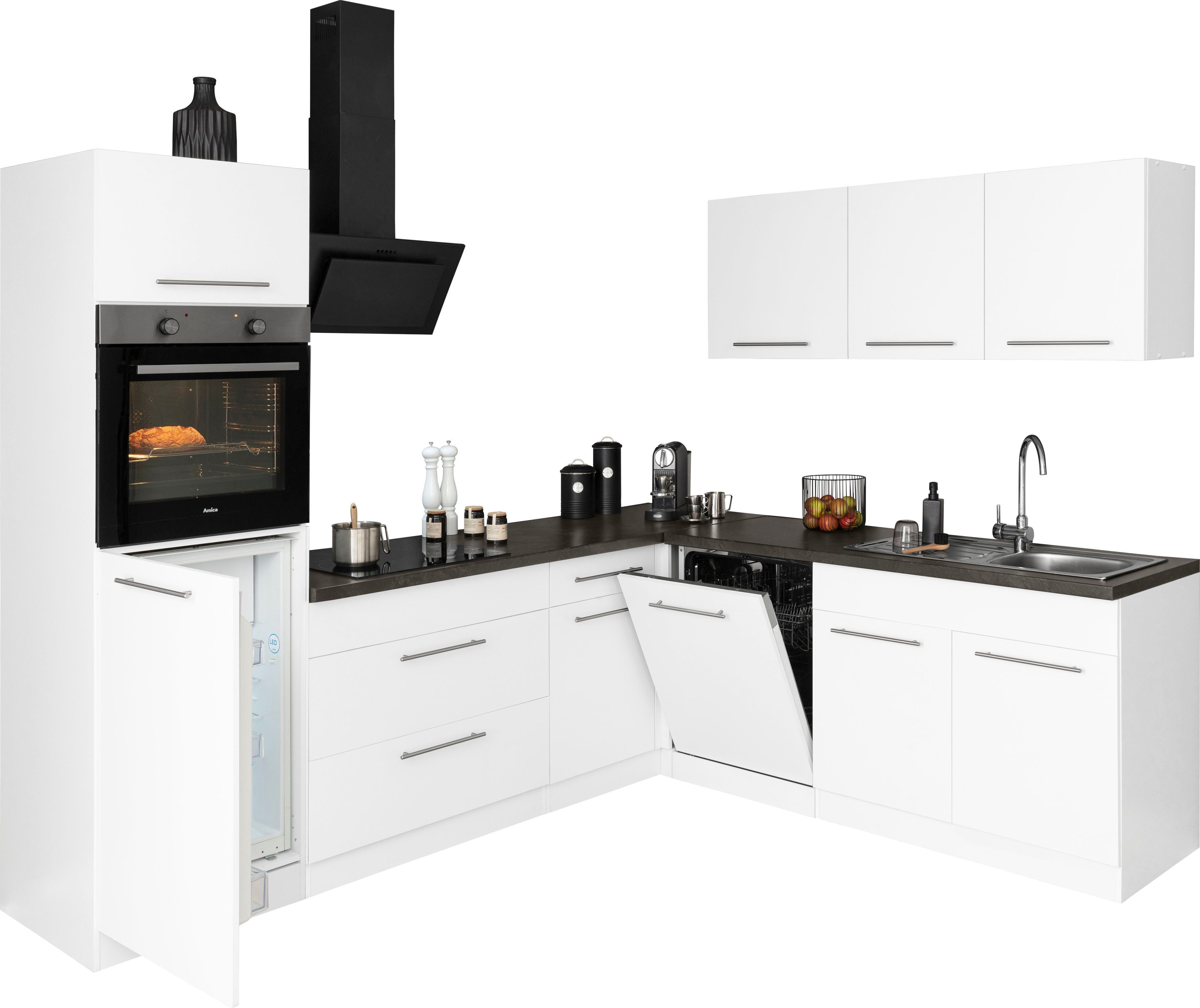 wiho Küchen Winkelküche Unna, mit E-Geräten, Stellbreite 260 x 220 cm günstig online kaufen