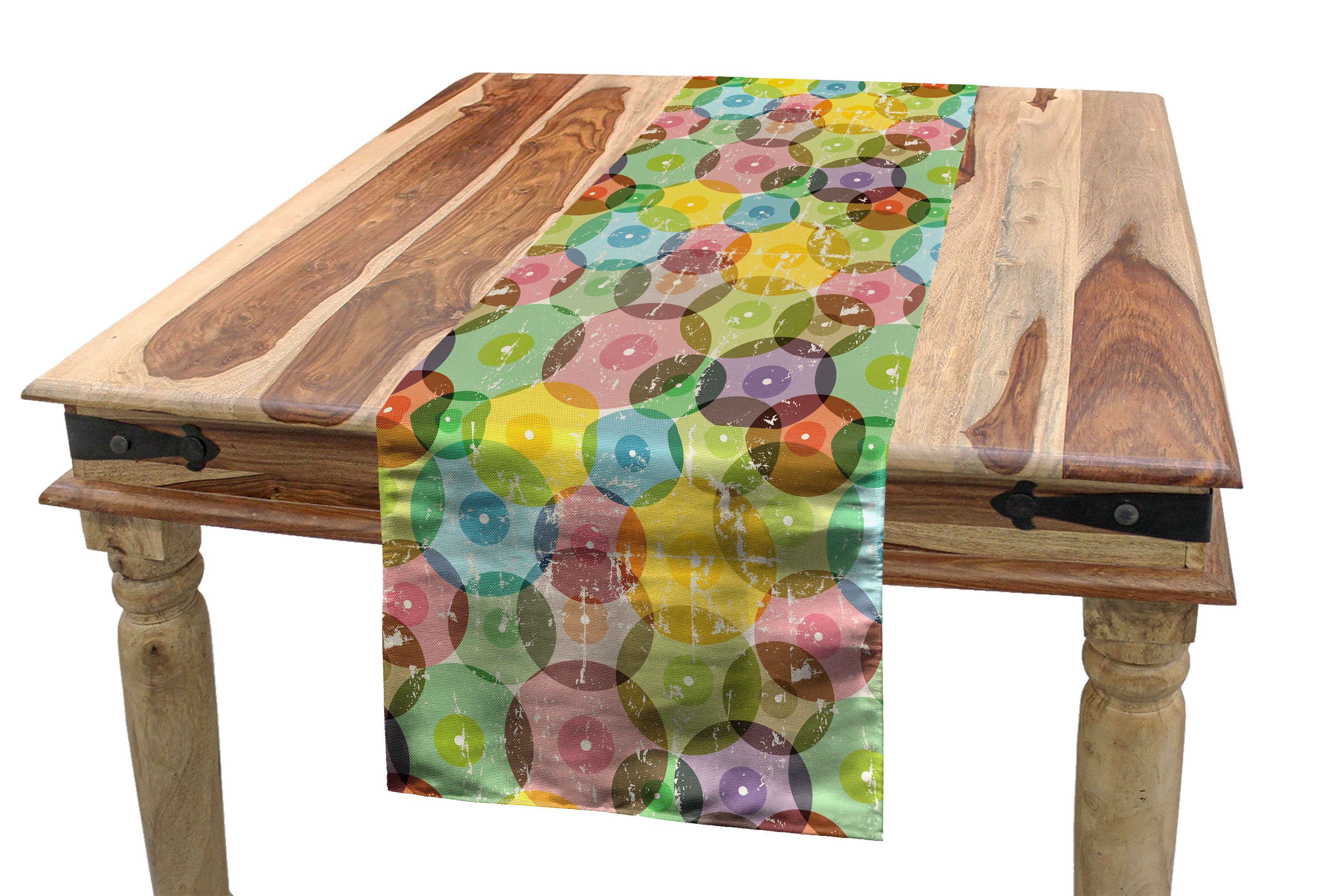 Abakuhaus Tischläufer Esszimmer Küche Rechteckiger Dekorativer Tischläufer, Jahrgang Rainbow Color Geometric