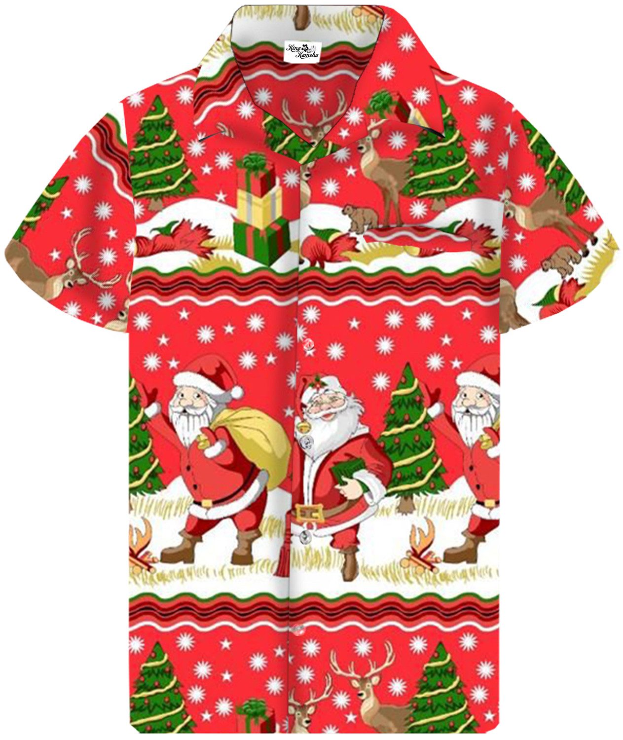 King Kameha Hawaiihemd Christmas Border Print Funky Hawaii-Hemd Kurzarm Fro günstig online kaufen