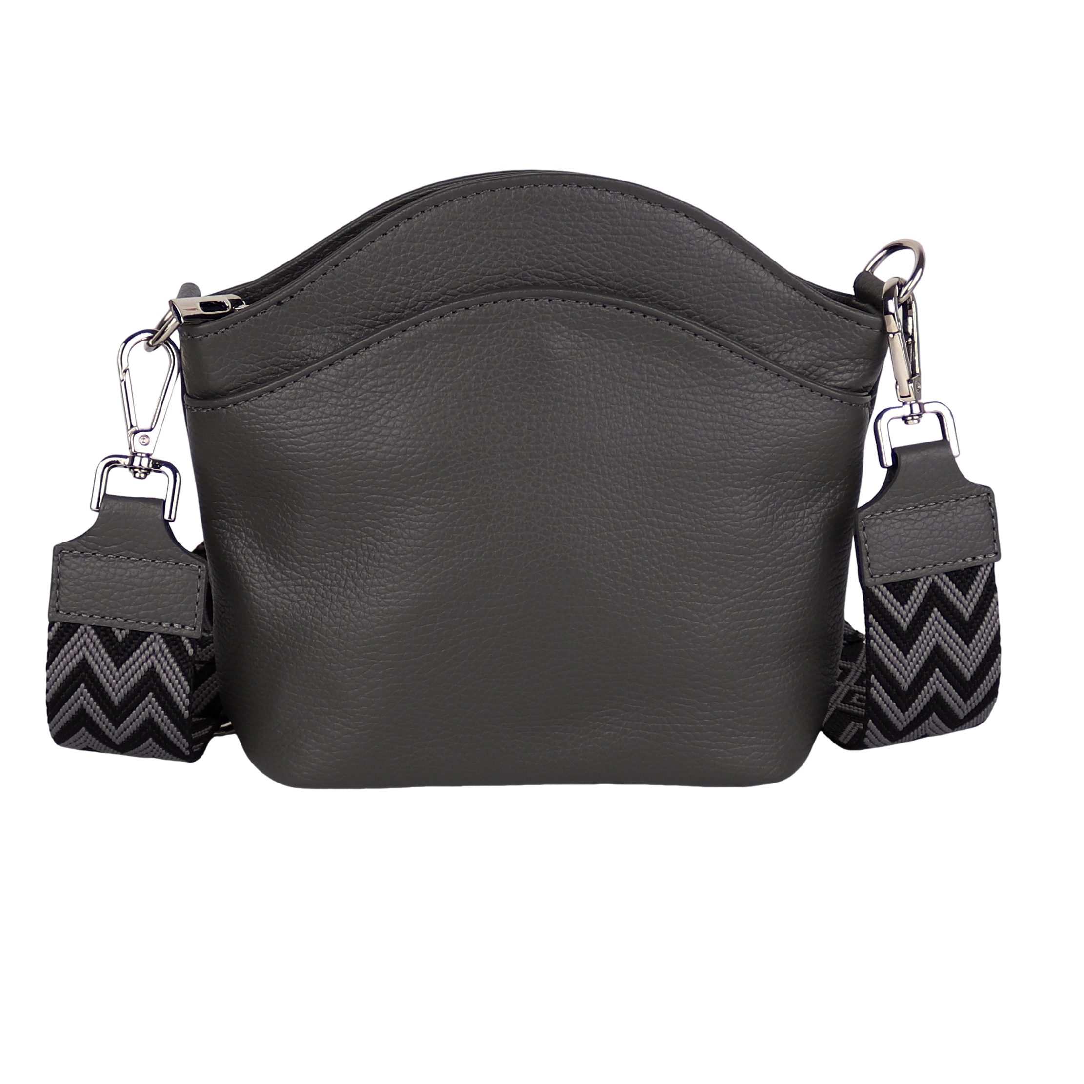 MIRROSI Umhängetasche Damen, Echtleder, Leder, Made in Italy, Klein (Schultertasche für jeden Anlass (1 Tasche mit 1 oder 2 Gurte), 23x20x8cm), Crossbody Bag, Schwarz, gemusterten& verstellbaren Schulterriemen