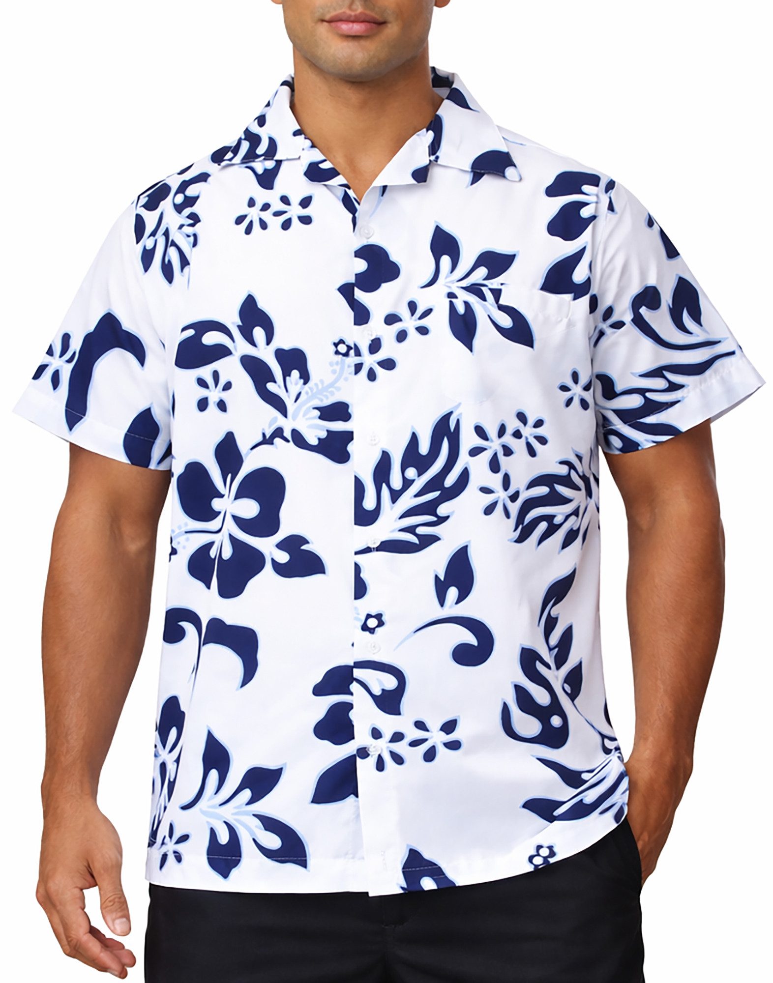 King Kameha Hawaiihemd "Hibiscus" Funky Hawaii-Hemd Herren Kurzarm Front-Tasche Stylish – Bild 3 von 5