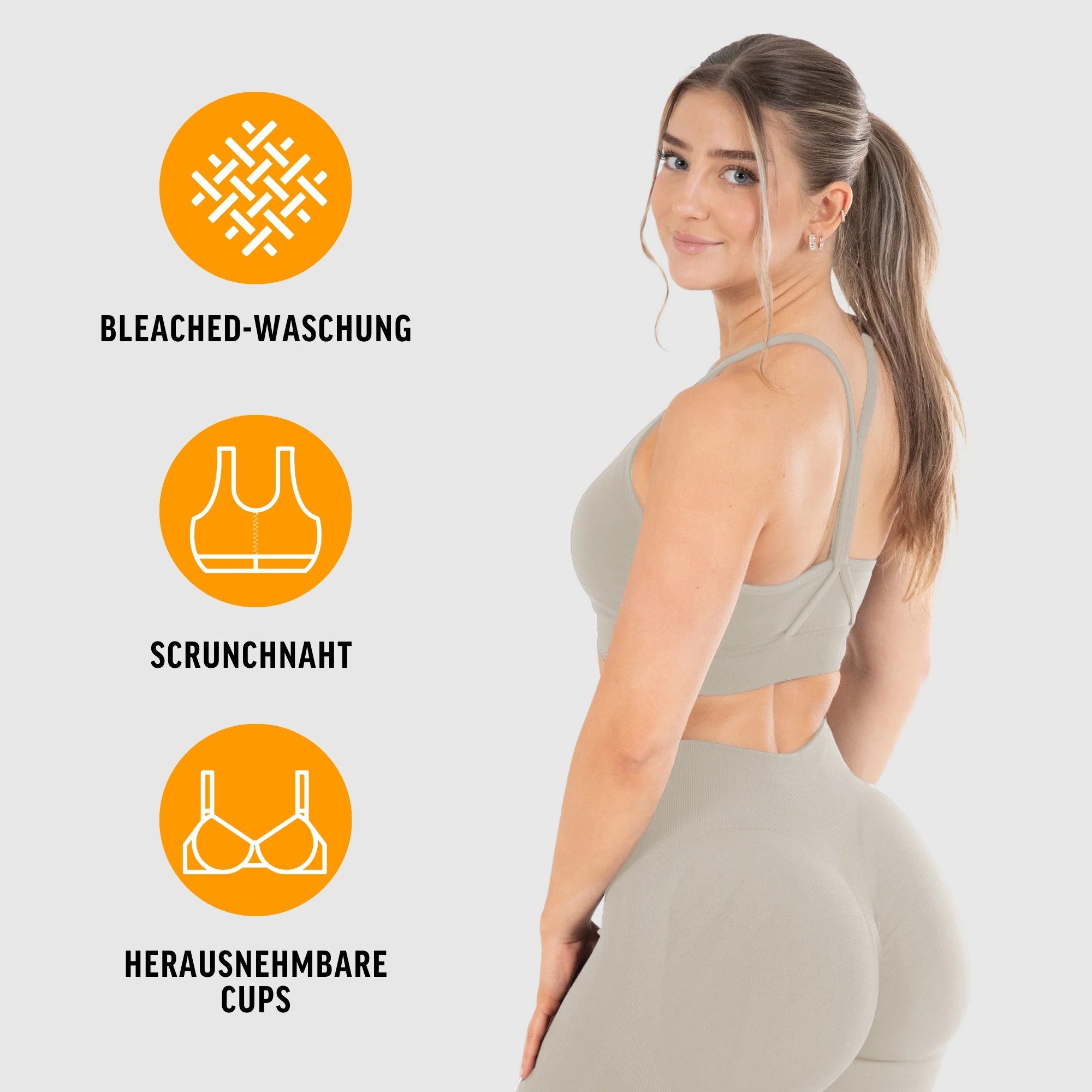 Smilodox Sport-BH Solid Scrunch, Ohne Bügel BH, Shaped Fit Yoga Bra, V-Auss günstig online kaufen