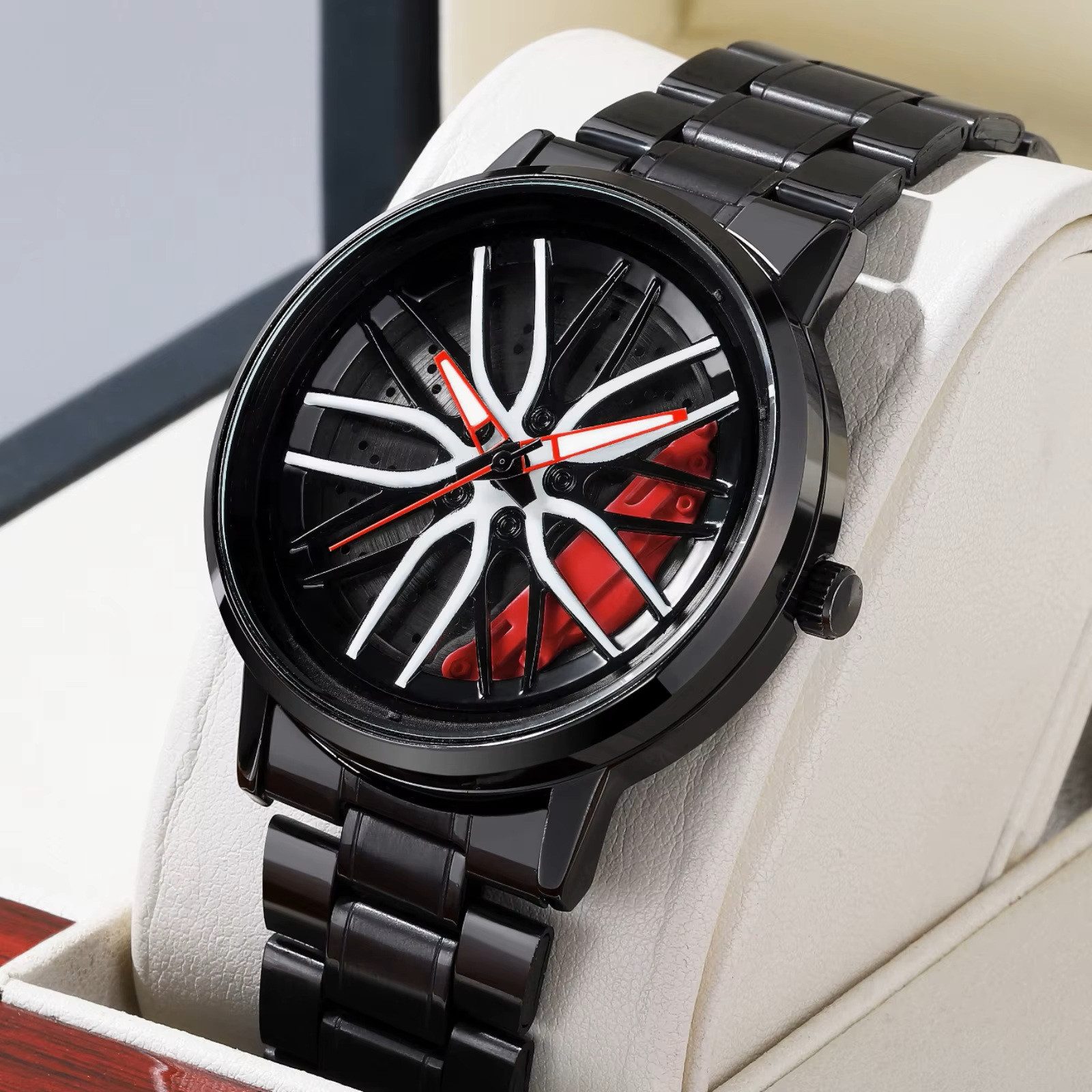 Taffstyle Quarzuhr Extravagante Herren Edelstahl Armbanduhr Motorsport Felg günstig online kaufen