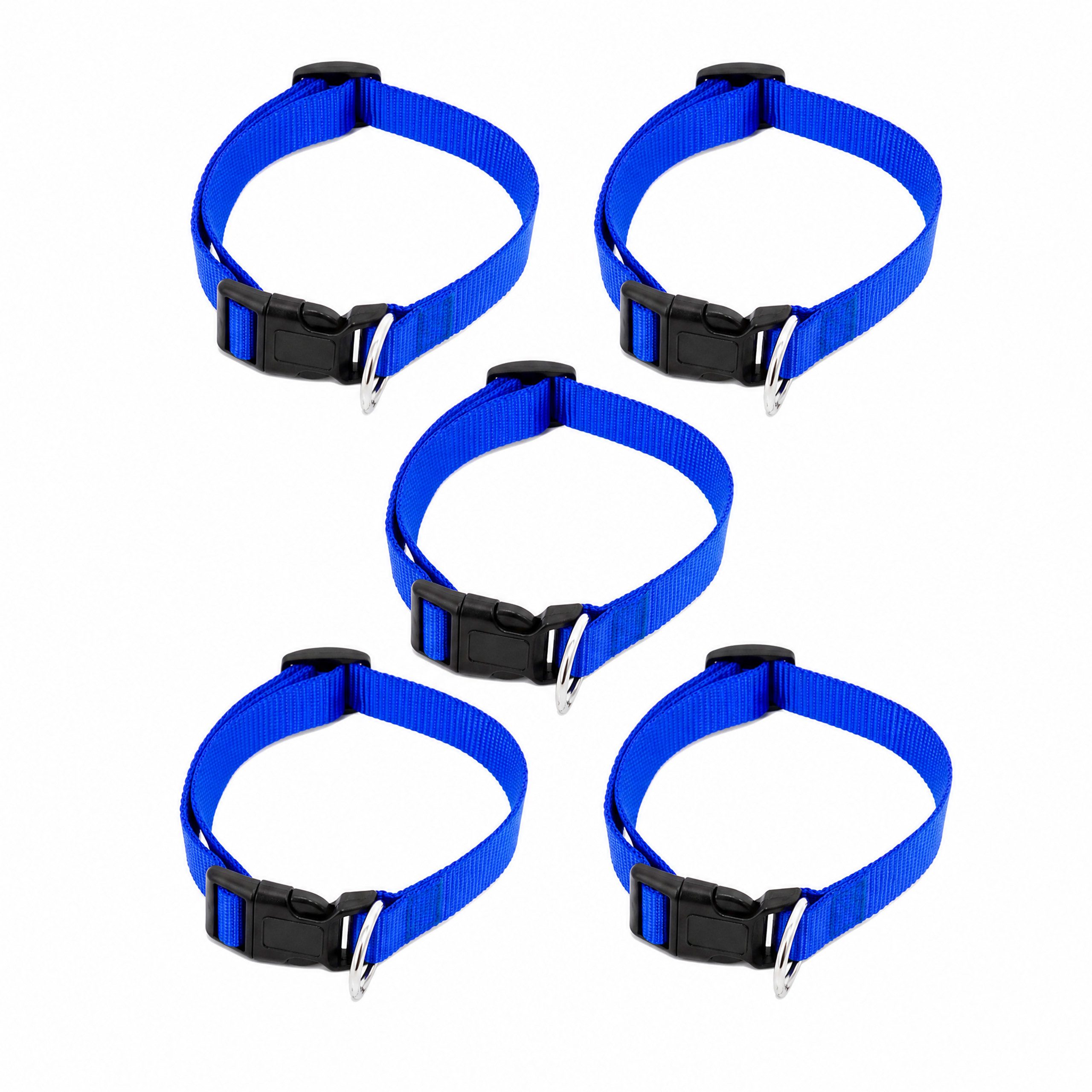 Lantelme Hundeleine Hundehalsband 5er Set Blau, Nylon (5-tlg., 5 Stück), 28–47 cm, Nylon, Kunstleder-Innenseite, D-Ring