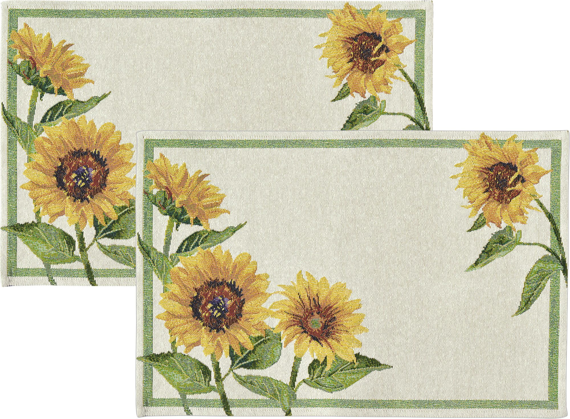 sander table + home Platzset Tischset "Solea" 2er-Pack, Gobelin Blumen/Motiv: Sonnenblumen