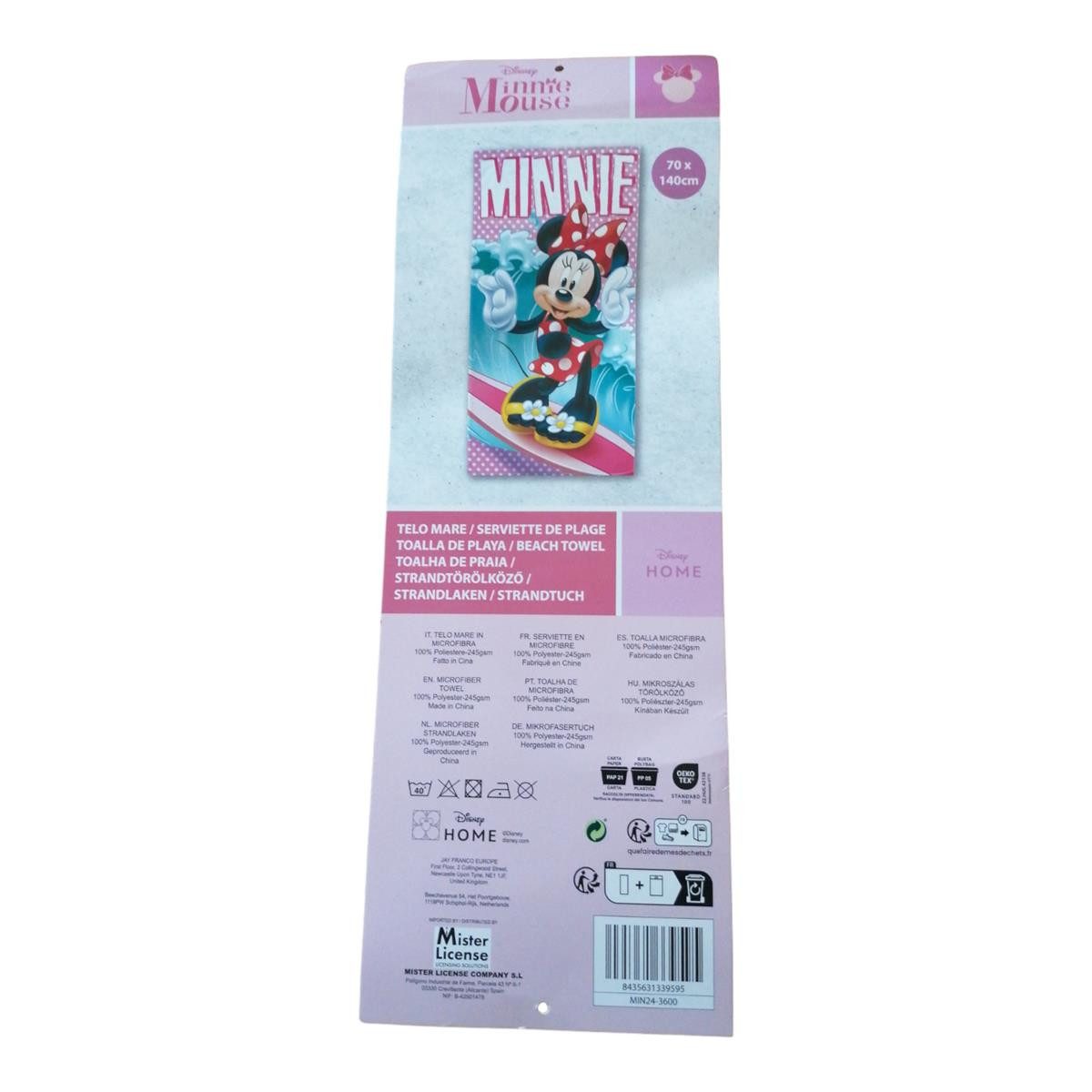 Disney Minnie Mouse Strandtücher Minnie Mouse "Wellenreiter" Strandtuch / Strandlaken / Badetuch 70 x, 100% Polyester