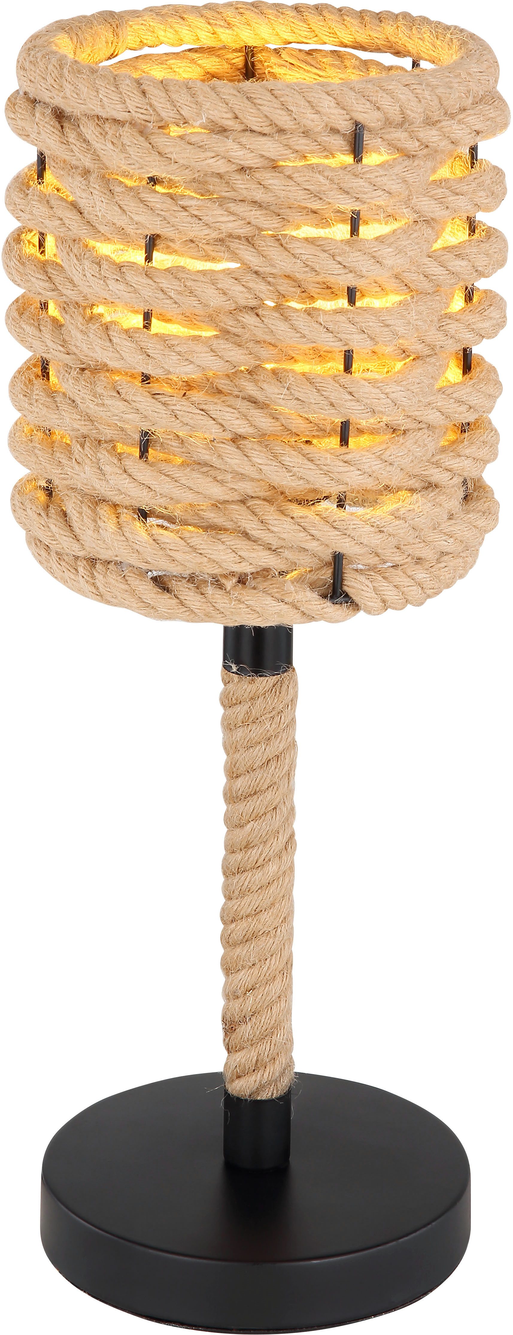 GLOBO LIGHTING Tischleuchte HALIA, ohne Leuchtmittel, Tischlampe/Hanf/vintage/Wohnbereich/Schlafzimmer