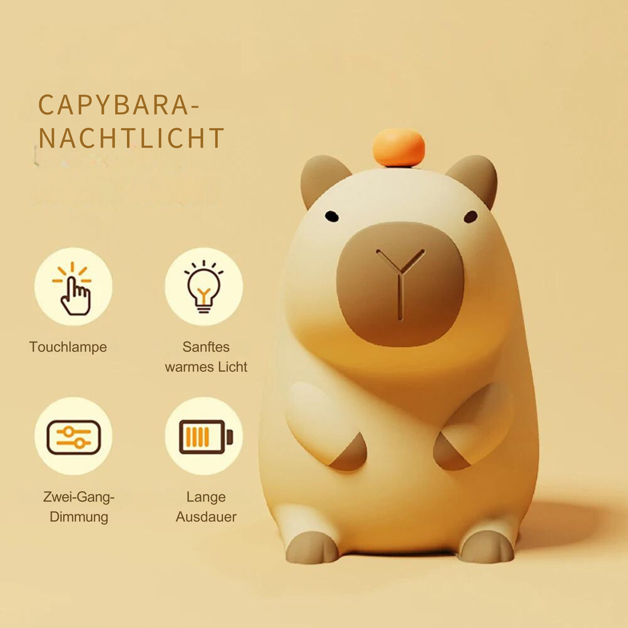 Norvéa Home LED Nachttischlampe Capybara Lampe. Capybara Nachtlampe Tischlampe, LED fest integriert, RGB, Tageslichtweiß, Niedliches Capybara Nachtlicht, integrierter Weck, etc.