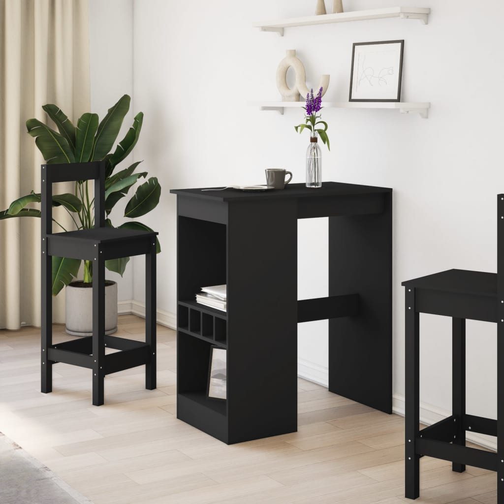 vidaXL Esstisch Bartisch mit Regal Schwarz günstig online kaufen