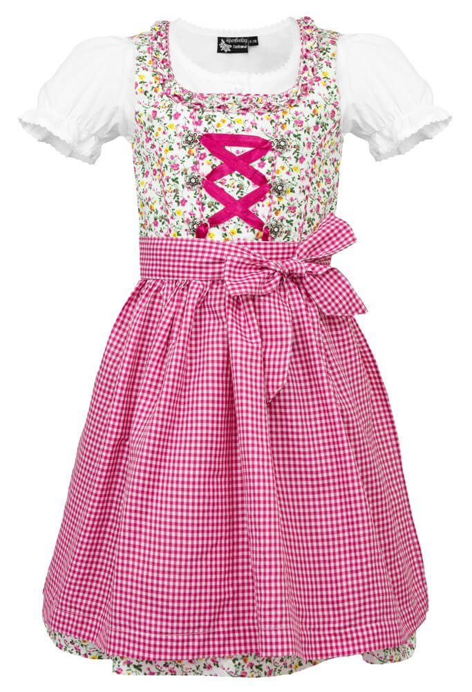 Bluse, mit 3-teilig Streublümchen Dirndl Dirndl Kinder Creme Maddox Pink "Zillertal"