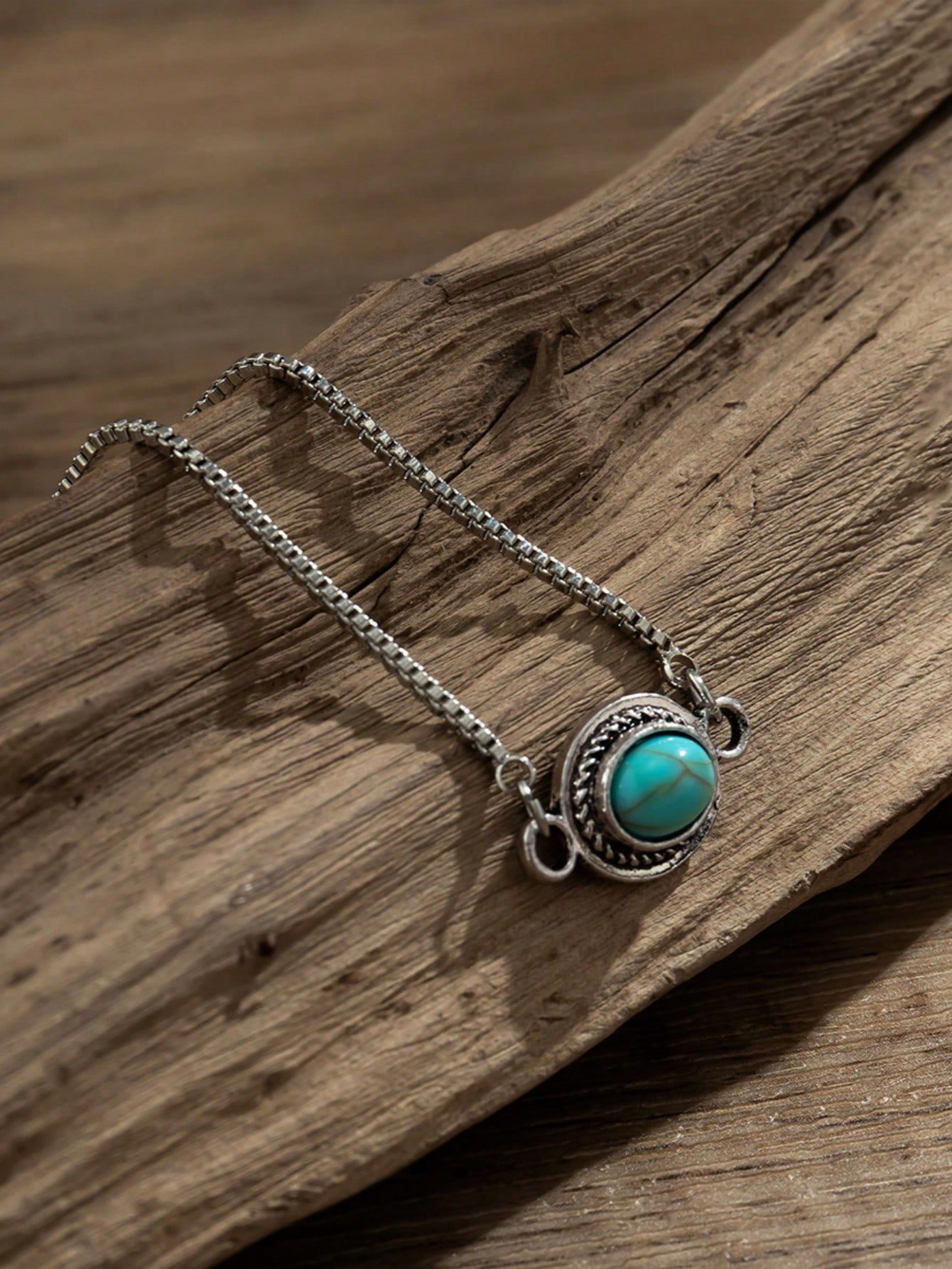 The Beauty House Armband Silbernes Armband mit ovalem Türkis-Edelstein, – Verstellbares Boho-Schmuckstück für Damen