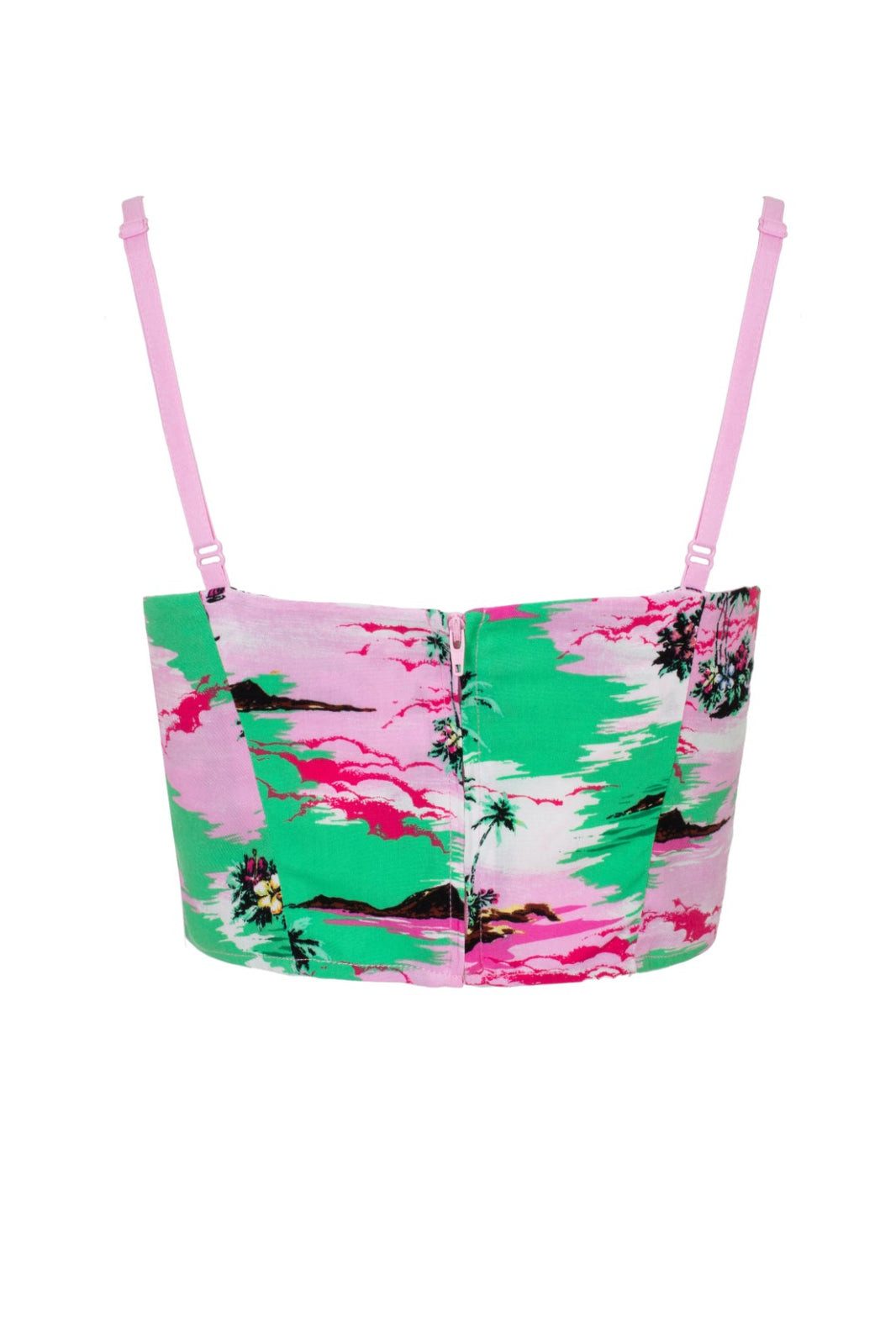 Hell Bunny Crop-Top Kai Bauchfreies Oberteil Schleife Tropisch Palmen Hawaii