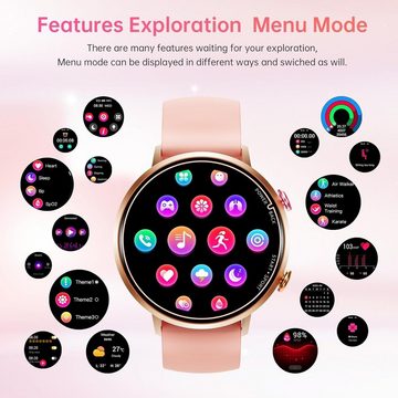 OUKITEL Smartwatch (1,32 Zoll, Android, iOS), Mit Vielseitiger Touchscreen, Umfangreiche Sportmodi, Elegantes Design