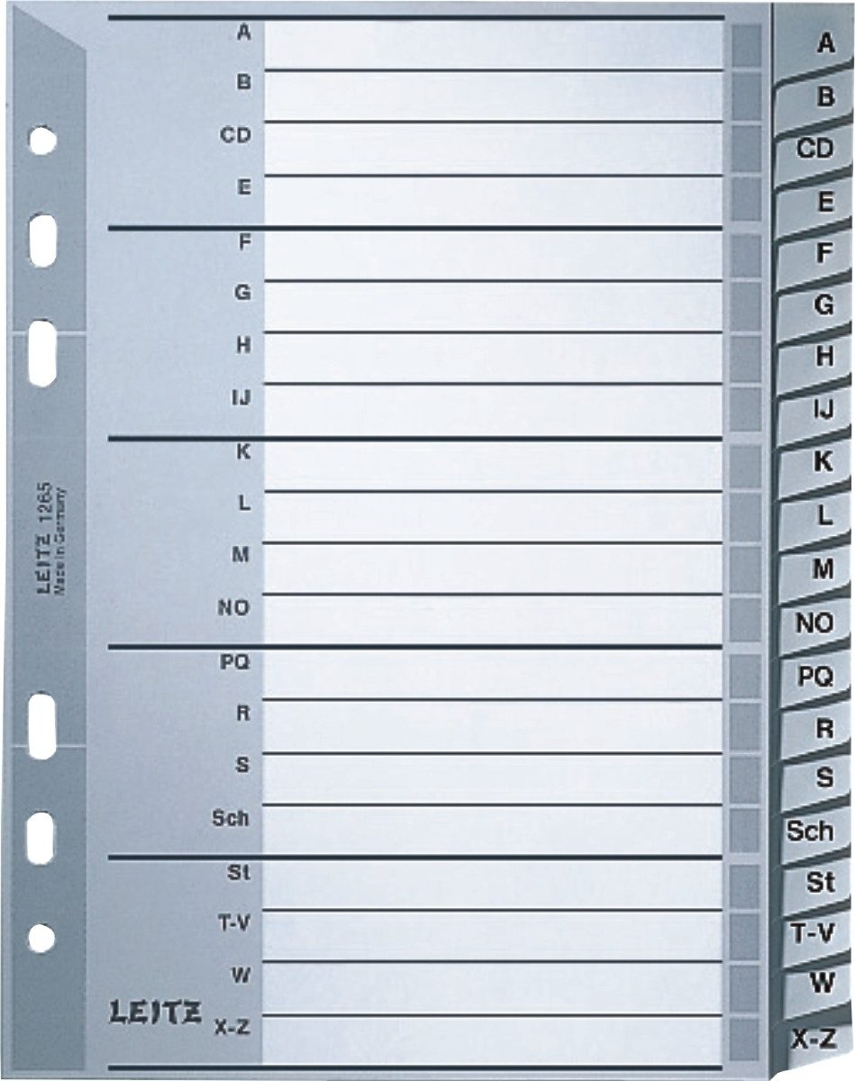 LEITZ Aktenordner Register A5 A-Z PP grau