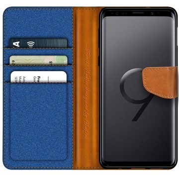 CoolGadget Handyhülle Denim Schutzhülle Flip Case für Samsung Galaxy S9 Plus 6,2 Zoll, Book Cover Handy Tasche Hülle für Samsung S9+ Klapphülle