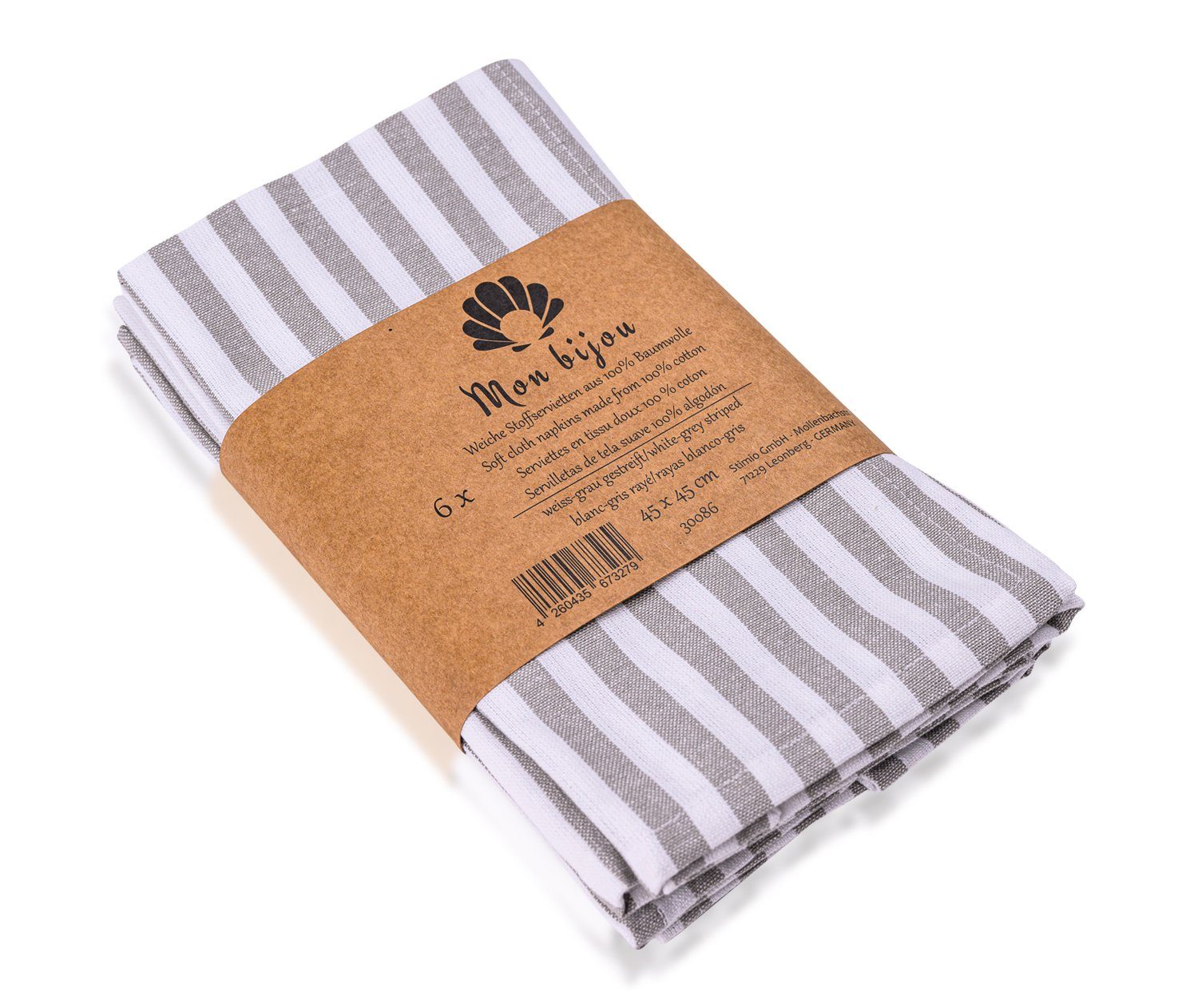 Mon Bijou Stoffserviette Baumwollservietten Салфетки 100% Baumwolle Stoff waschbar nachhaltig, (Tischservietten im Landhausstil Set 45 x 45cm, 6 St., Tischdeko Hochzeit, Weihnachten, Geburtstag, Familienfeier, Ostern), Klassisches Streifendesign Stoffservietten für den Festtag Tisch