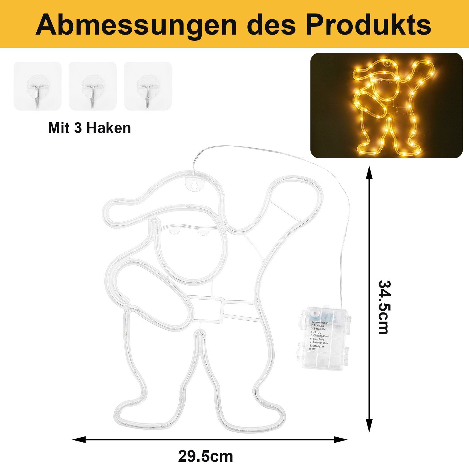 Rosnek Beleuchtetes Fensterbild Doppelseitig, 8 modi, Wasserdicht, für Weih günstig online kaufen