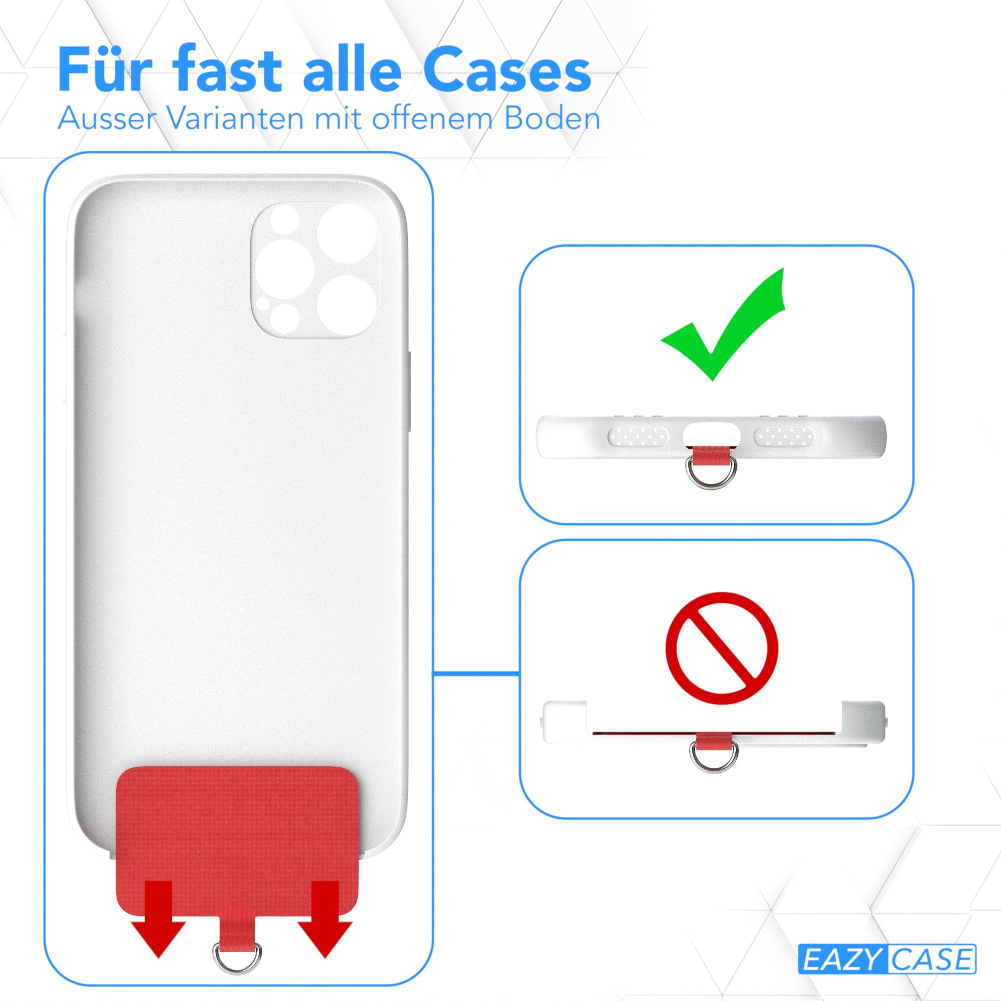 EAZY CASE Handykette Universal Handykette mit Breitband, Case für Unterwegs Festival Handyband mit jeder Hülle kombinierbar Rot – Bild 5 von 5