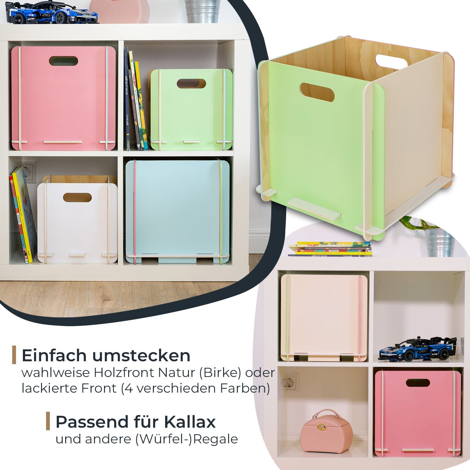 HMF Aufbewahrungsbox Praktische Spielzeugkiste aus Holz günstig online kaufen