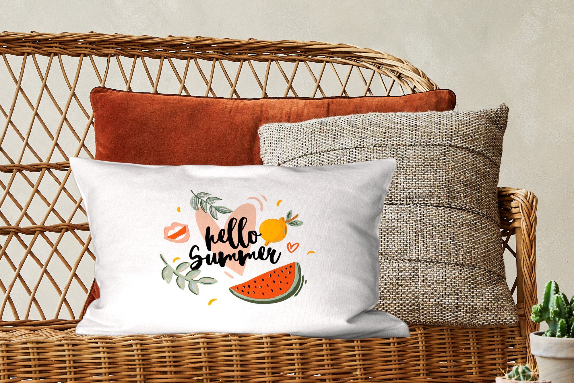 Schlafzimmer Füllung, - Zitrone Wassermelone Dekoration, mit Dekokissen Sommer, Dekokissen - MuchoWow Wohzimmer Zierkissen,