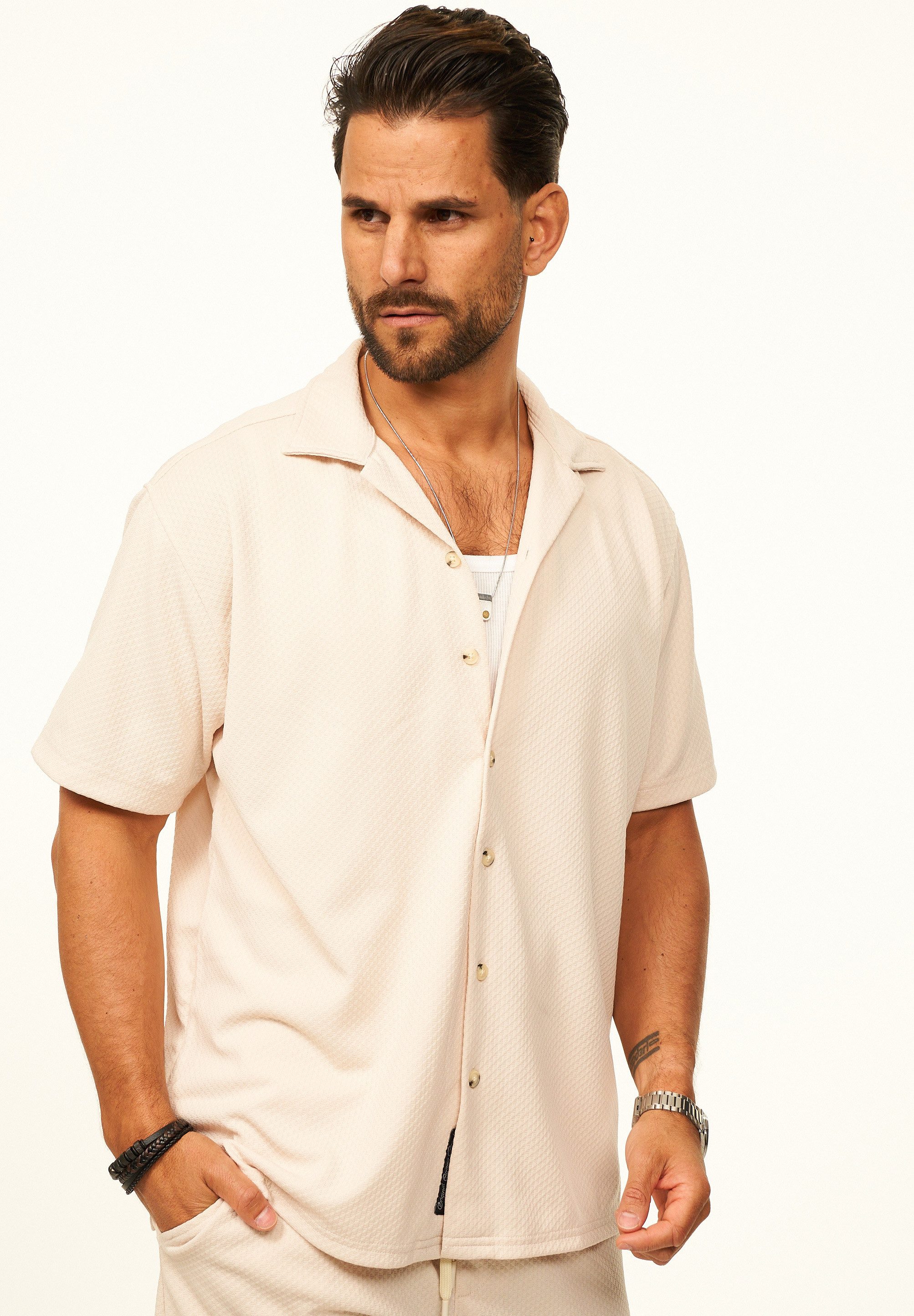 CARISMA Kurzarmhemd mit Struktur als lässiges Sommerhemd - Poloshirt für Herren Herren Polohemd T-Shirt im Regular-Fit - Strandhemd – Bild 4 von 5