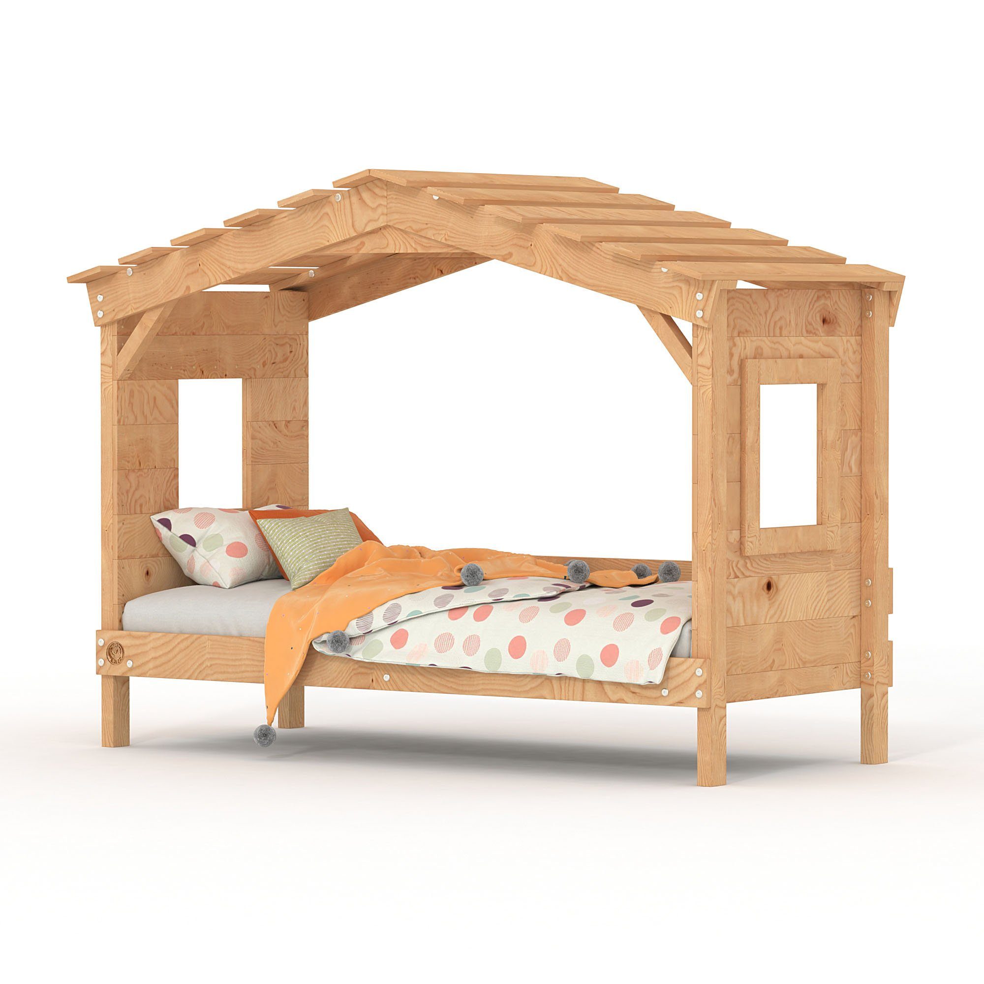 bibex Kinderbett DOLCE NIDO Kinderbett, Spielbett, Jugendbett, Spielhaus, naturbelassen