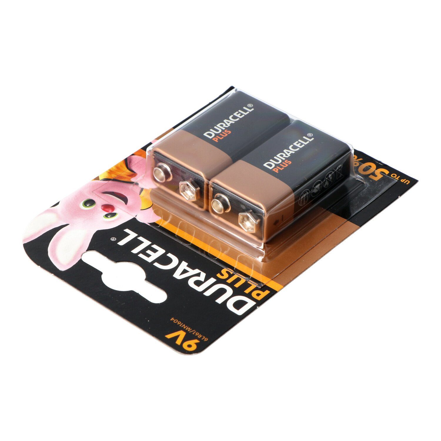 Duracell Duracell MN1604 Plus Power 9V Alkaline Batterie E-Block 6LR61 im 2er Batterie, (9,0 V)