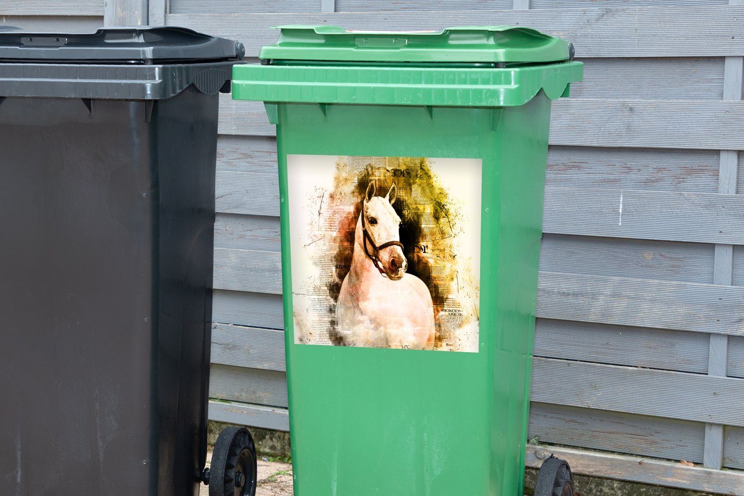 - Pferd Abfalbehälter (1 Kinder Sticker, St), MuchoWow Wandsticker - Container, Zeitung Mädchen Mülleimer-aufkleber, Mädchen - Mülltonne, - Gelb -