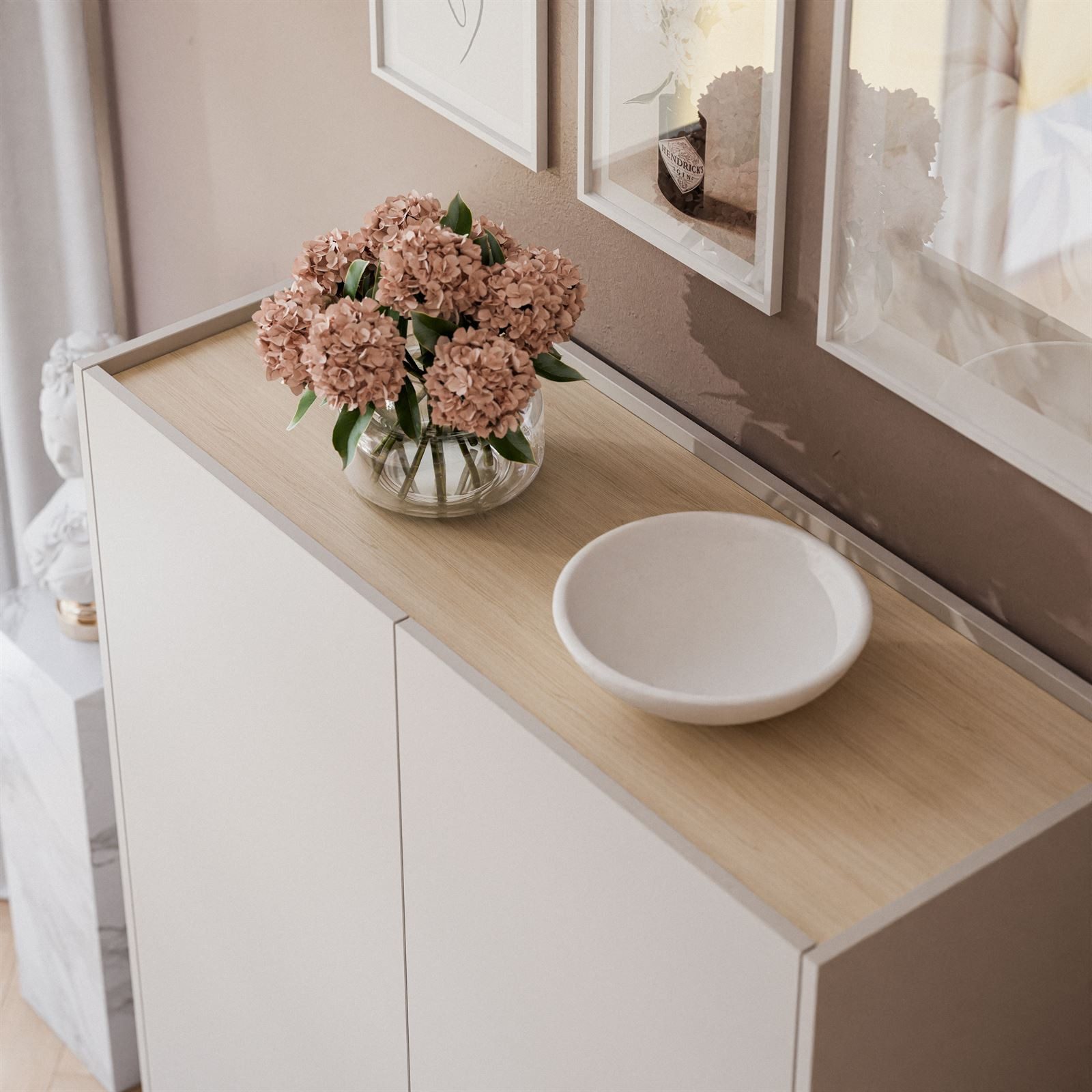 Lookway Hochkommode ESSENCE 2D KD97 mit Zweiflügelige Anrichte Kaschmir / Eiche Linea, 97x37x122 cm – Bild 5 von 5
