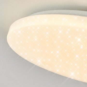 hofstein Deckenleuchte »Rapone« moderne Deckenlampe aus Metall/Kunststoff in Weiß, 3000 Kelvin, runde Schlafzimmerleuchte mit Sternenhimmel-Effekt, 1350 Lumen