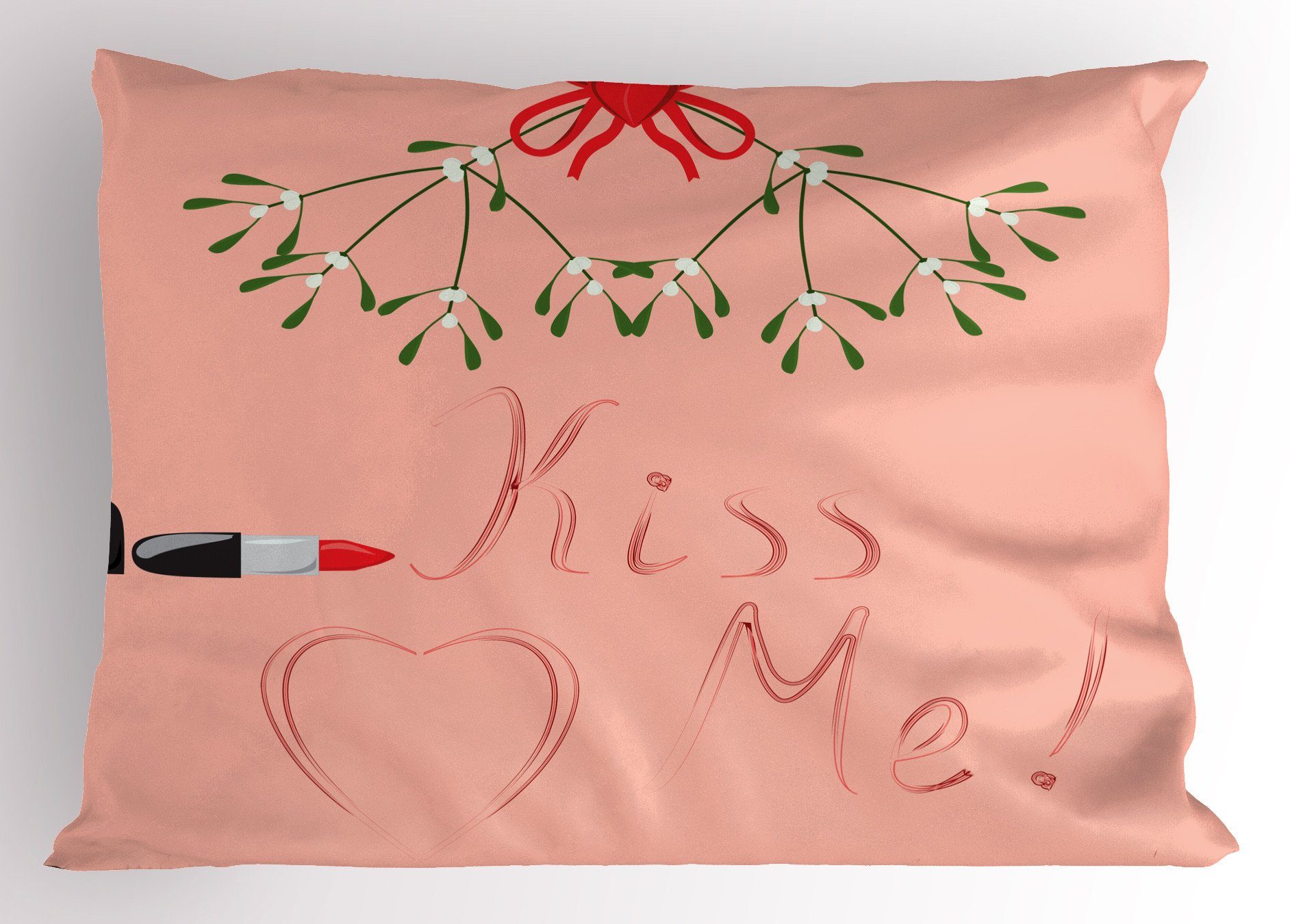 Kissenbezüge Dekorativer Standard King Size Gedruckter Kissenbezug, Abakuhaus (1 Stück), Küss mich Romantisches Weihnachten