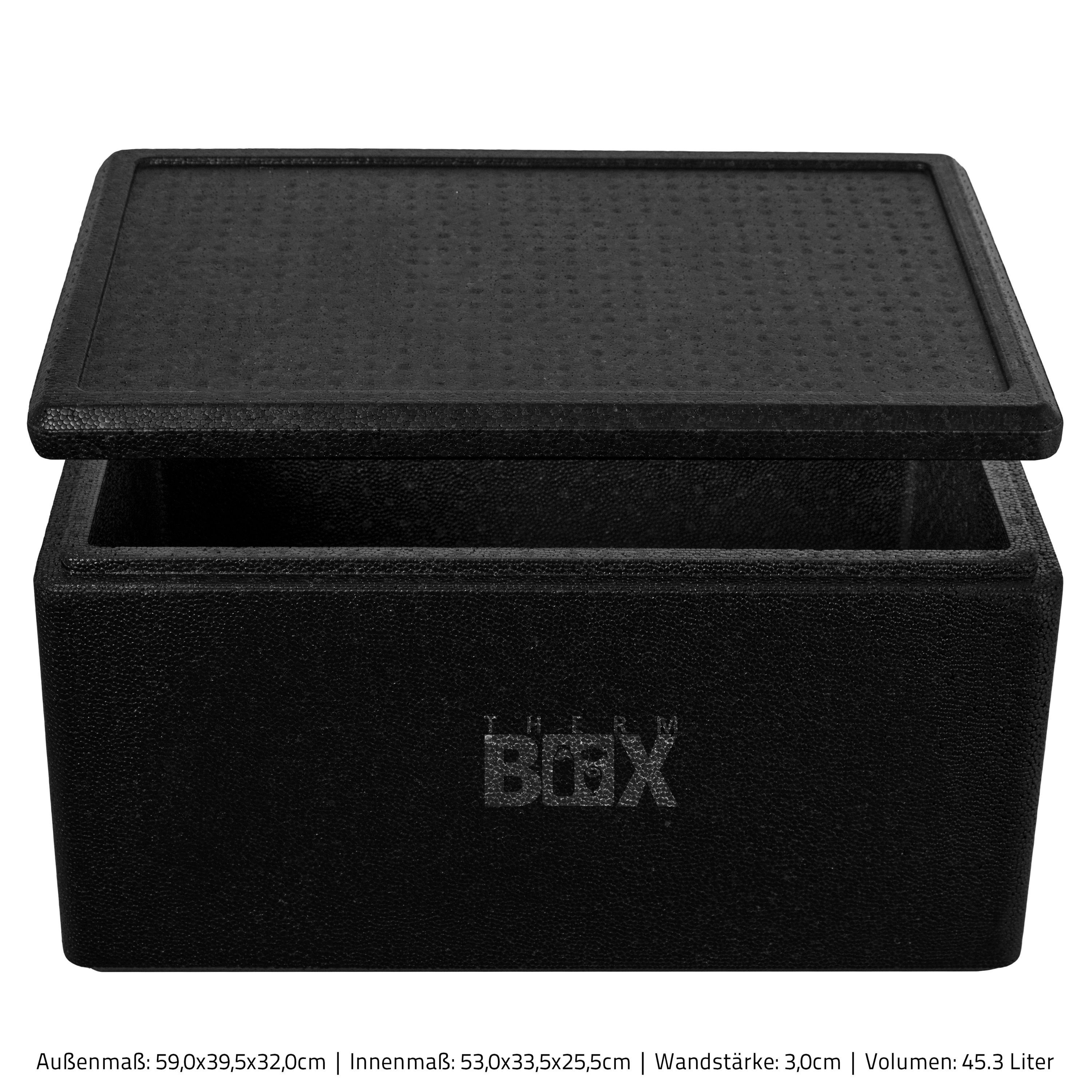 THERM-BOX (0-tlg., Deckel Box Isolierbox 45B Styropor-Piocelan, im Innenmaß: 53x33x25cm, Styroporbox Warmhaltebox Karton), 3cm Profibox Kühlbox Wiederverwendbar 45,3L Thermobehälter mit Thermbox Wand: