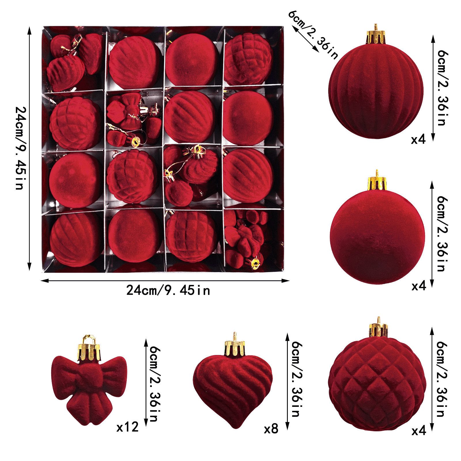 Sorvyzxn Weihnachtsbaumkugel Weihnachtsdeko Weihnachtskugeln 32-teiliges Set,Weihnachtsbaumschmuck – Bild 2 von 5