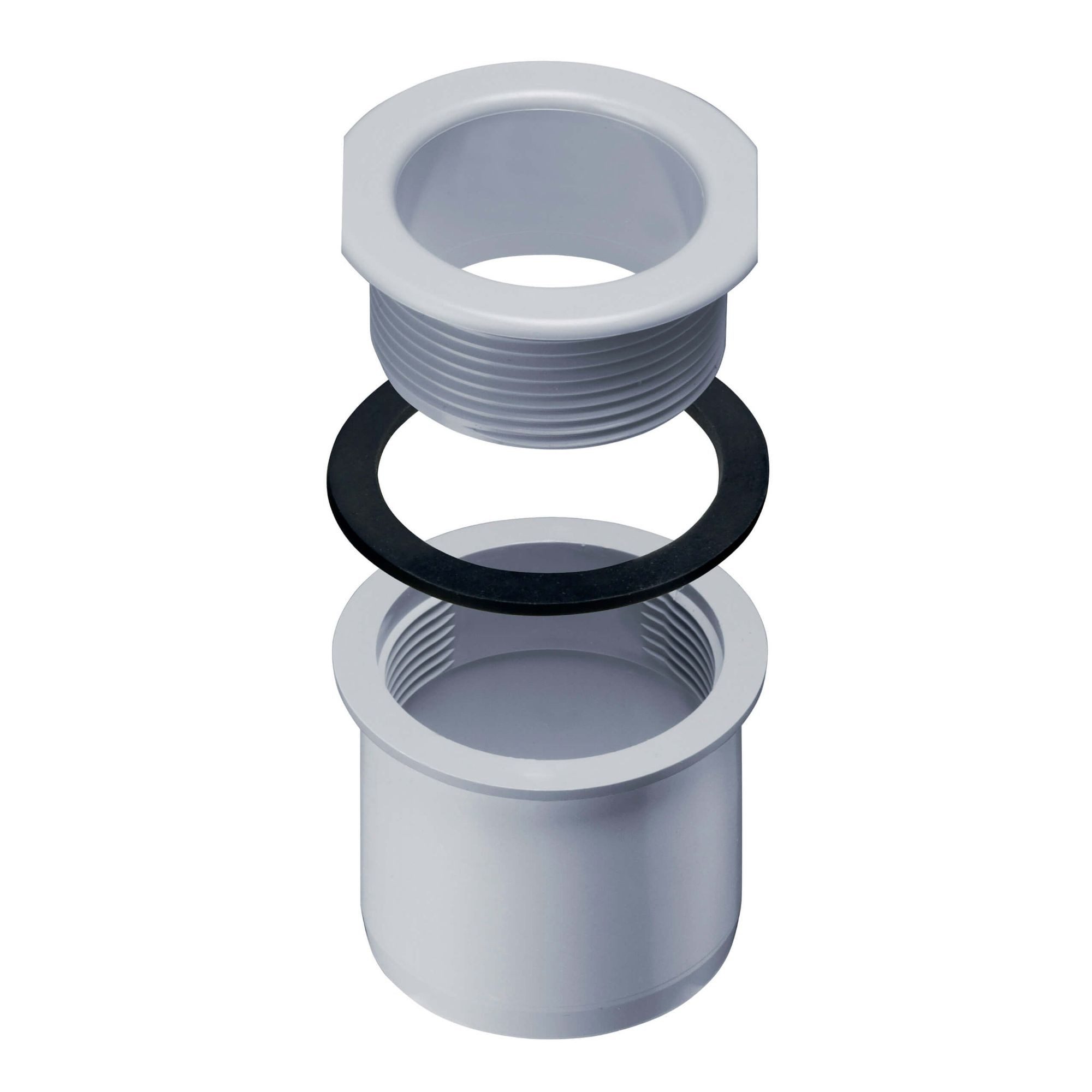 INEFA Dachrinne PVC Ablaufstutzen zum Schrauben für Kastenrinne, DN 50 / NW 68, Schraubstutzen aus PVC-U, einfache Montage, Made in Germany
