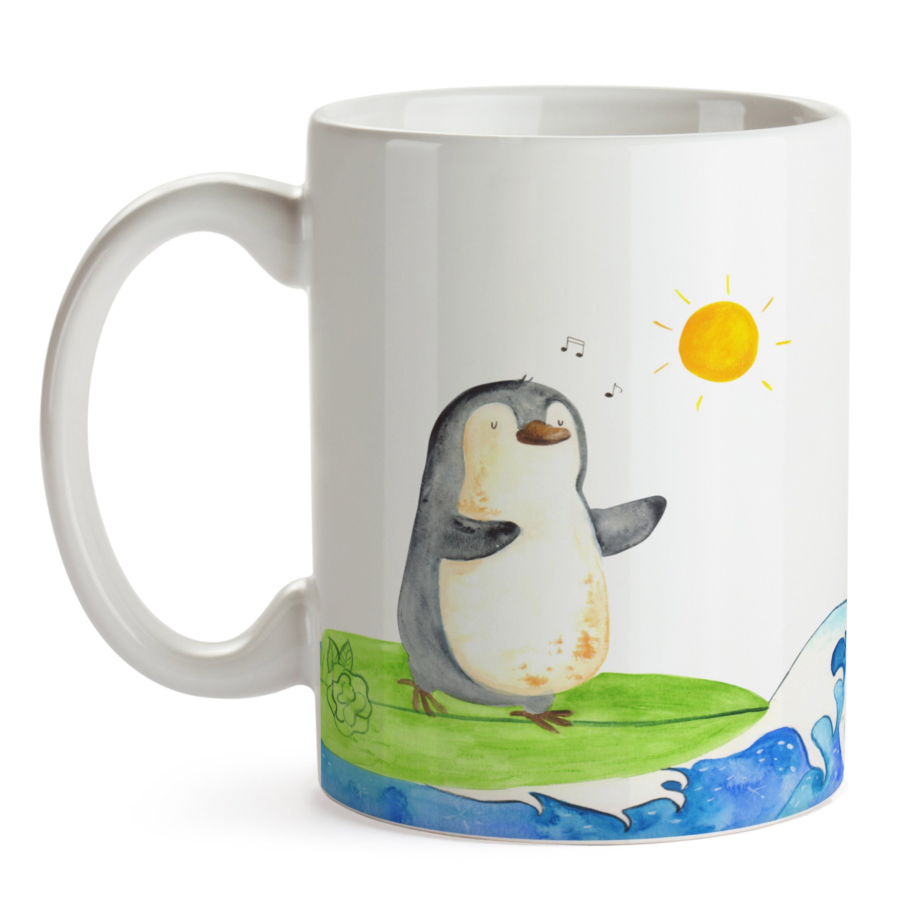 - Tasse, Keramik Geschenk Mrs. Mr. Tasse Weiß & Surfer Pinguin T, surfen, Geschenk, Panda Pinguine, -