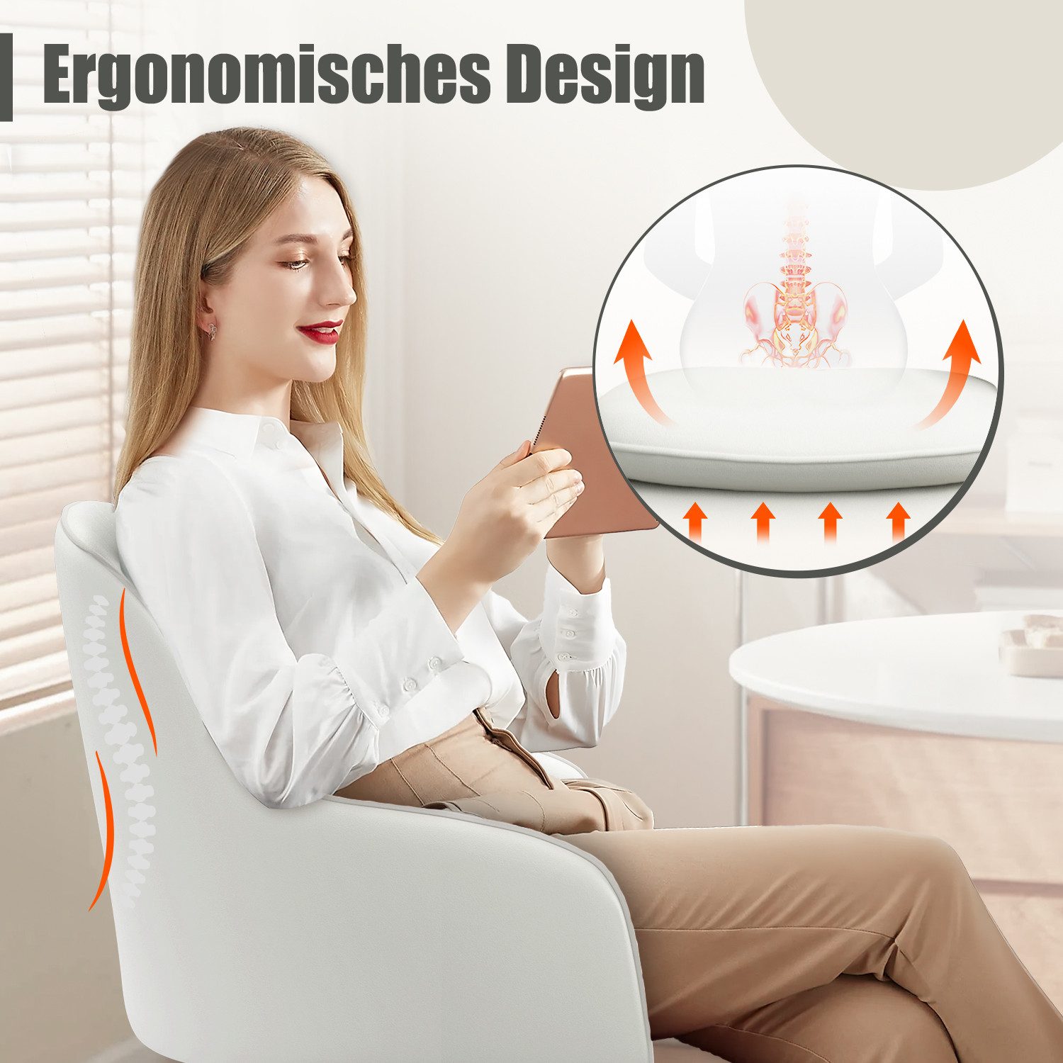 Adormii Bürostuhl Homeoffice Stuhl,Schminkstuhl mit Armlehnen,Drehstuhl mit Rrollen (Samt Stuhl,höhenverstellbar,für Schminktisch,Arbeitszimmer, Schlafzimmer,150kg)