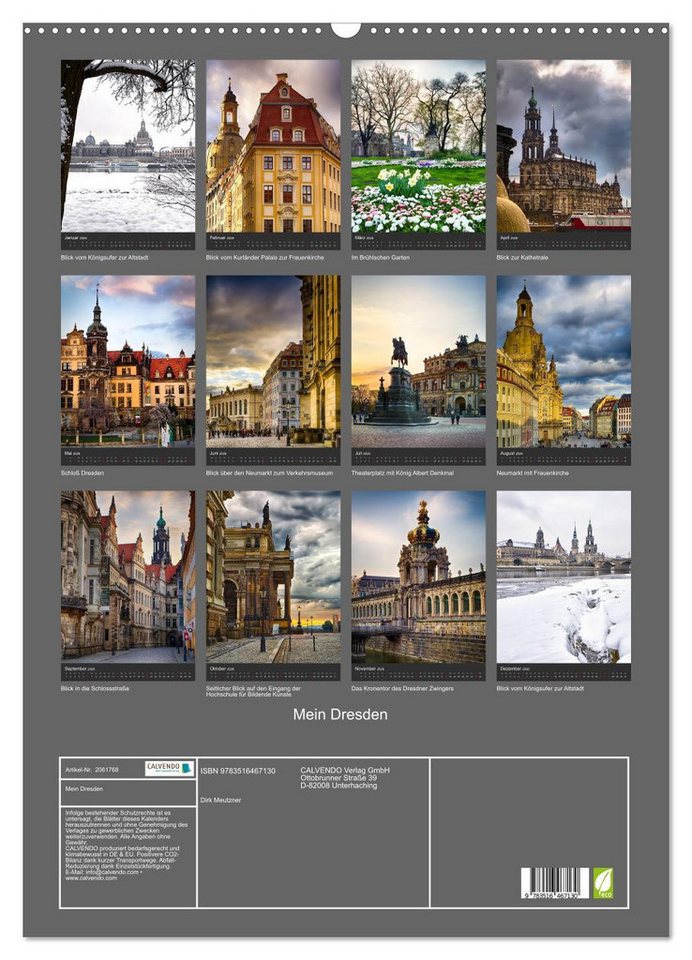 Thumbnail - CALVENDO Wandkalender Mein Dresden (Wandkalender 2026 DIN A2 hoch), CALVENDO Monatskalender