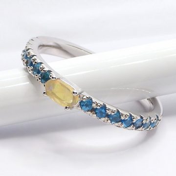 Goldene Hufeisen Silberring echter Apatit mit Edel-Opal Ring 925 Sterling-Silber Rhodiniert, Damen-Schmuck mit Edelsteine