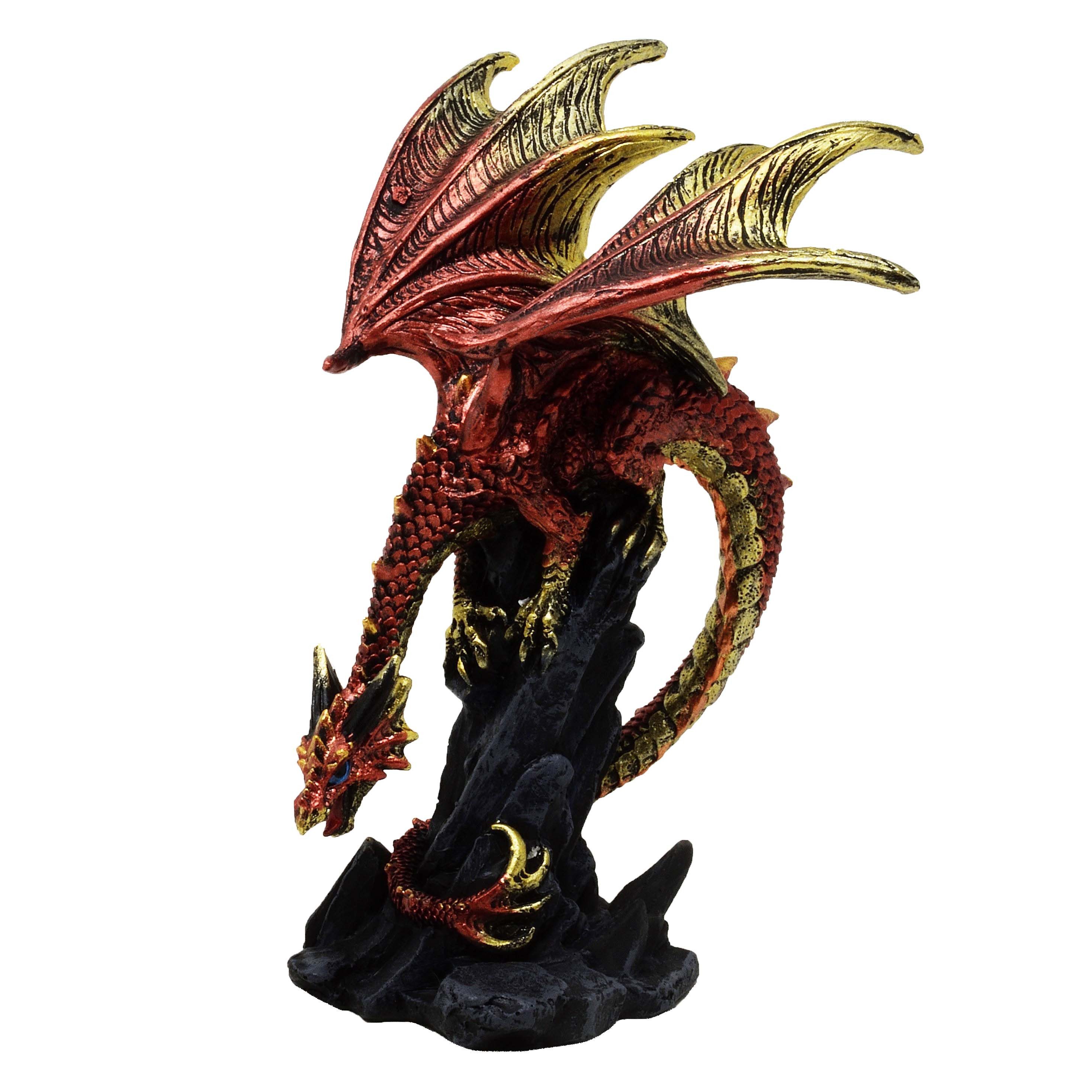 MystiCalls Fantasy-Figur Kleiner roter Drache auf Fels Drachenfigur Figur Fantasy Fantasyfigur (1 St), Perfekt zu jedem Anlass - Geburtstag, Weihnachten