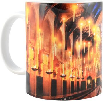 United Labels® Tasse Harry Potter Tasse - Hogwarts Schwarz Orange 320 ml, Keramik