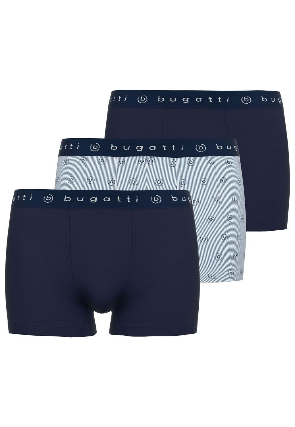 bugatti Боксерские мужские трусы, боксерки Mailand (Packung, 3-St., 3-er Pack) mit umlaufendem Markenlogo im Bündchen