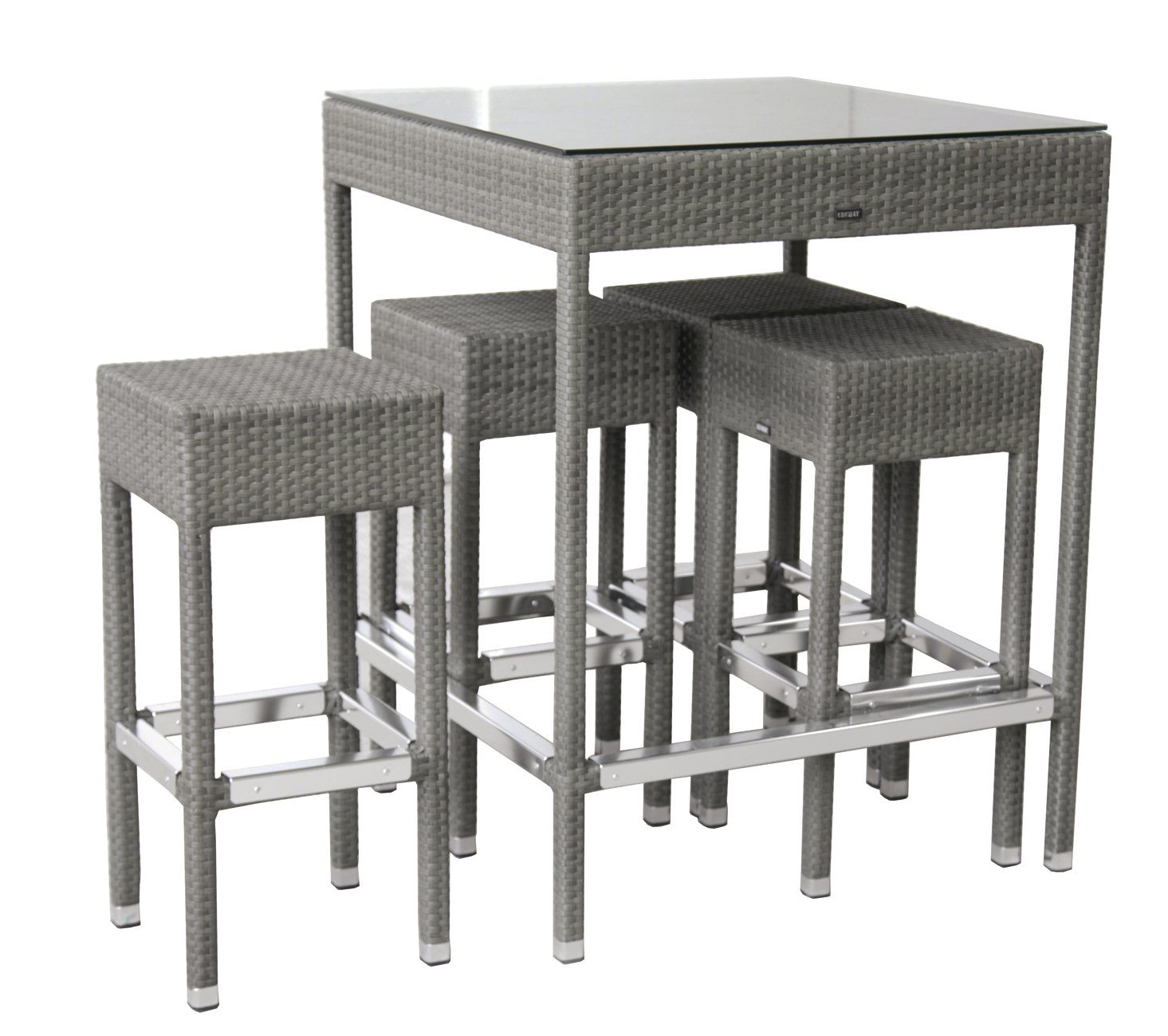 Konway GartenEssgruppe, KONWAY® SMALL Polyrattan Garten Bar Set Möbel