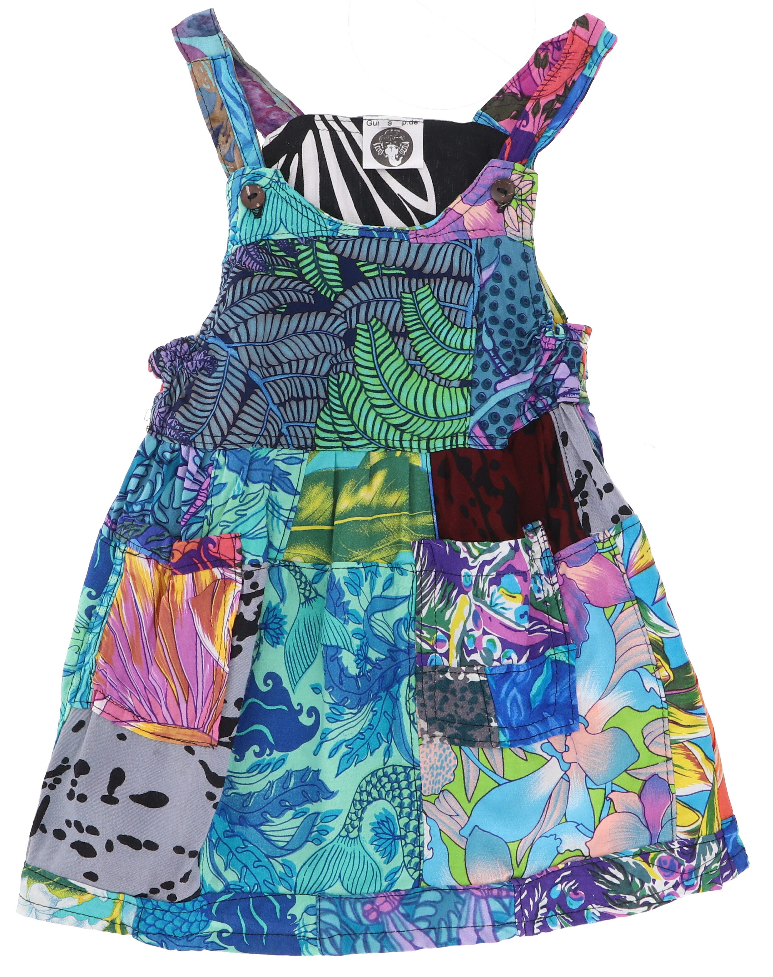 Guru-Shop Midikleid Batik Patchwork upcycling Kinderkleid, Hippie..